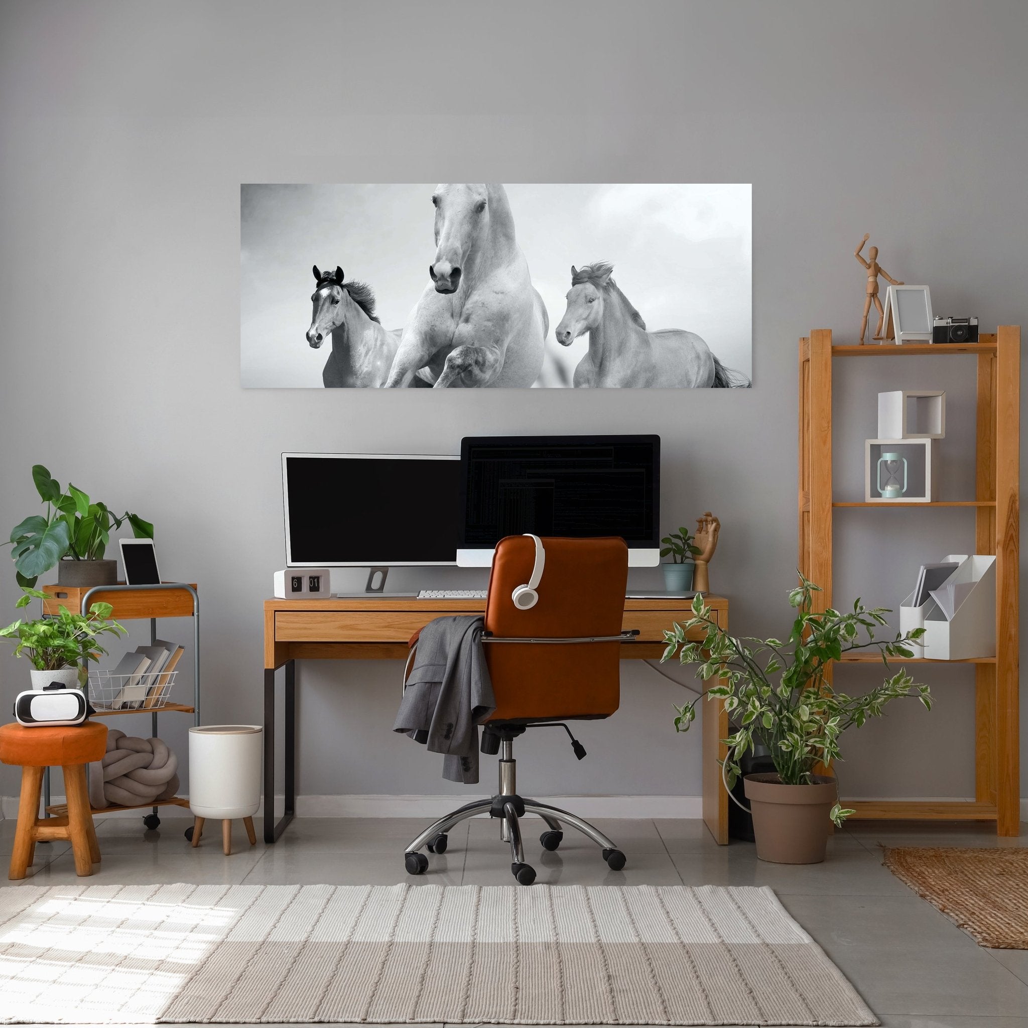 Leinwandbild Pferde laufen in Weiß und Schwarz M0945 kaufen - Bild 3
