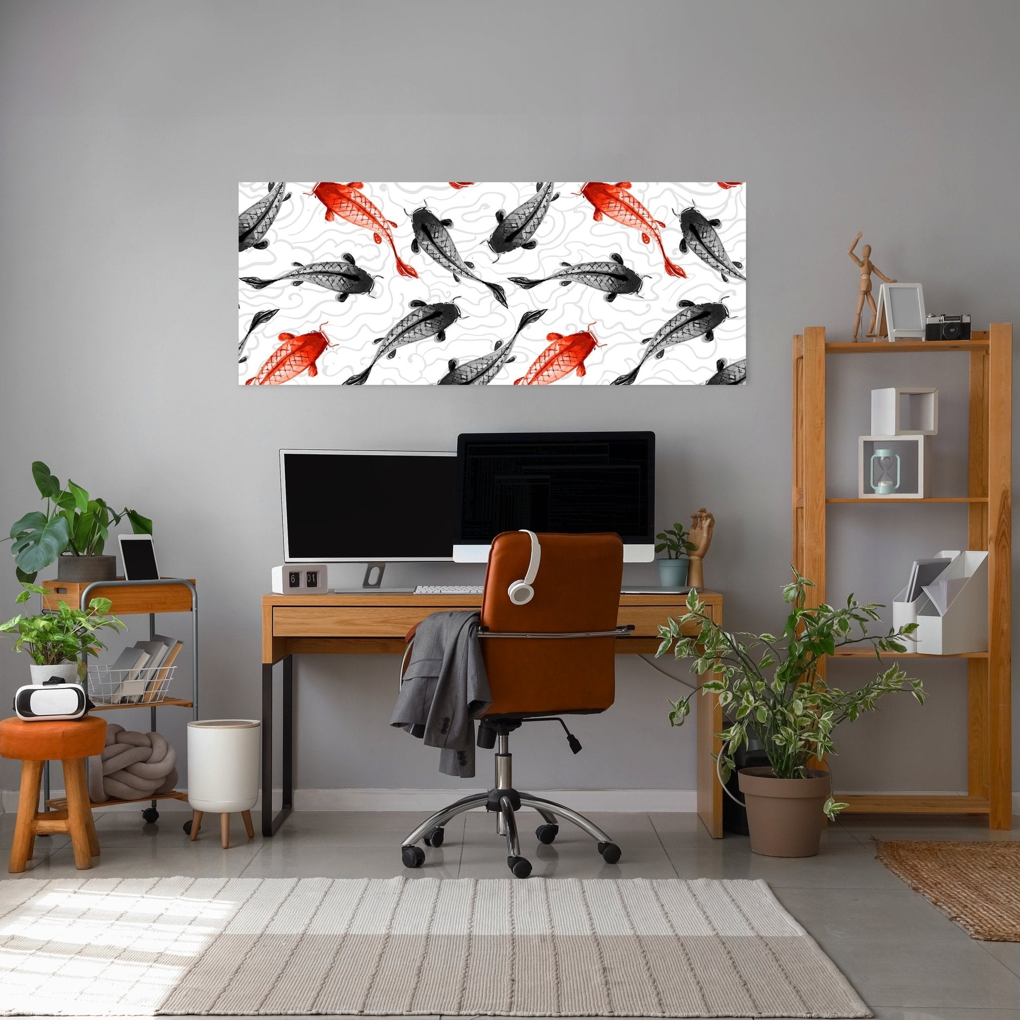 Leinwandbild rote und schwarze Koi-Karpfen M0946 kaufen - Bild 3