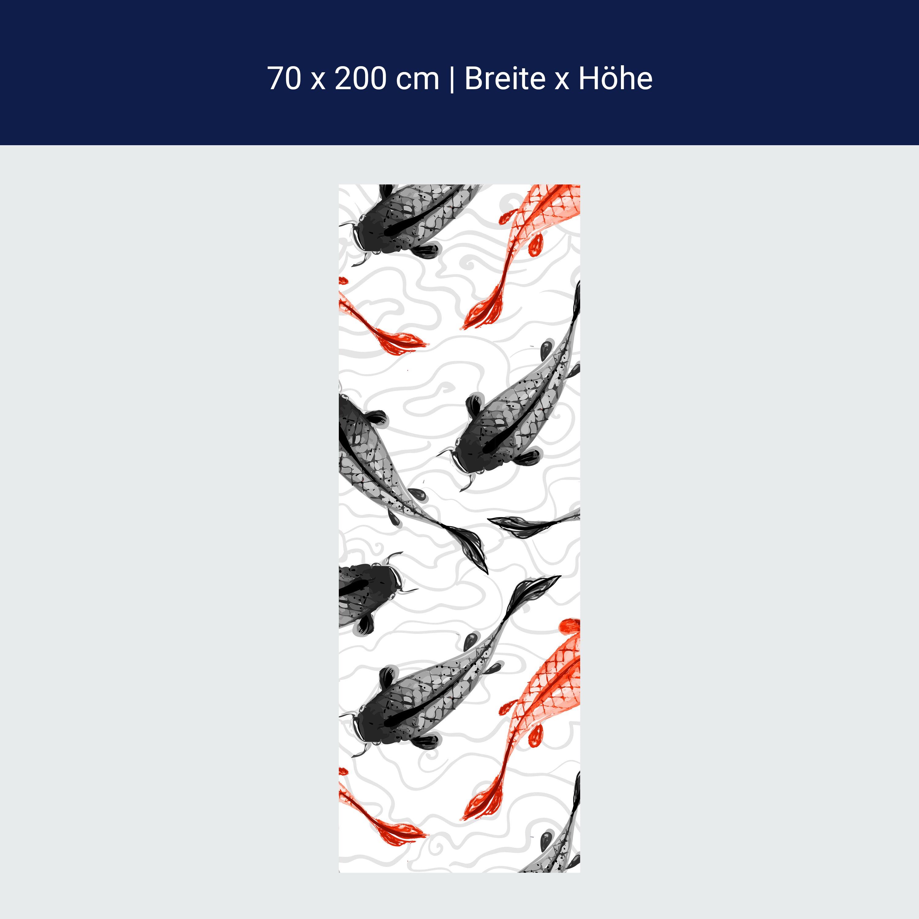 Türtapete rote und schwarze Koi-Karpfen M0946 Türtapete rote und schwarze Koi-Karpfen M0946