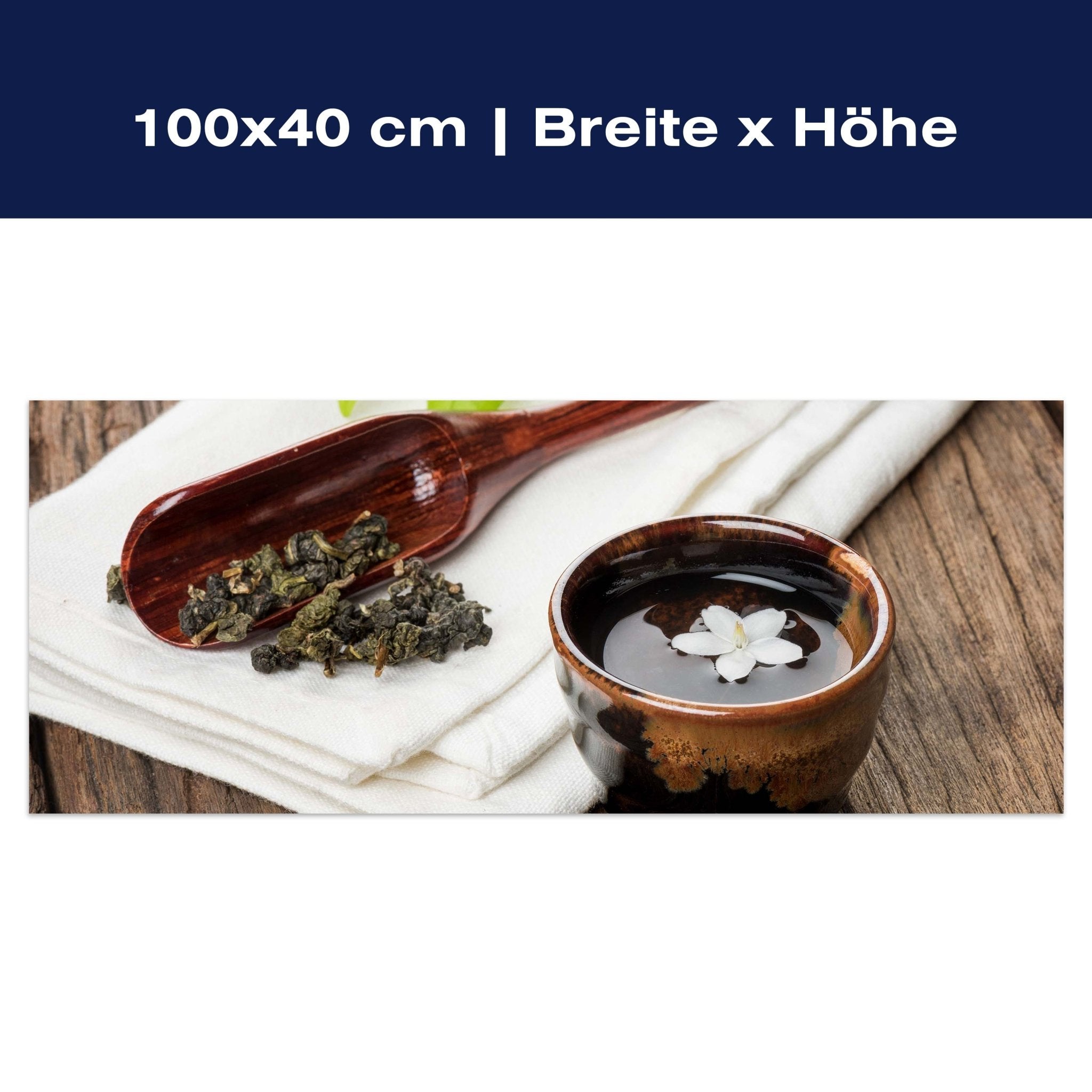 Leinwandbild Eine Tasse Tee auf Holzbrett M0972 Leinwandbild Eine Tasse Tee auf Holzbrett M0972