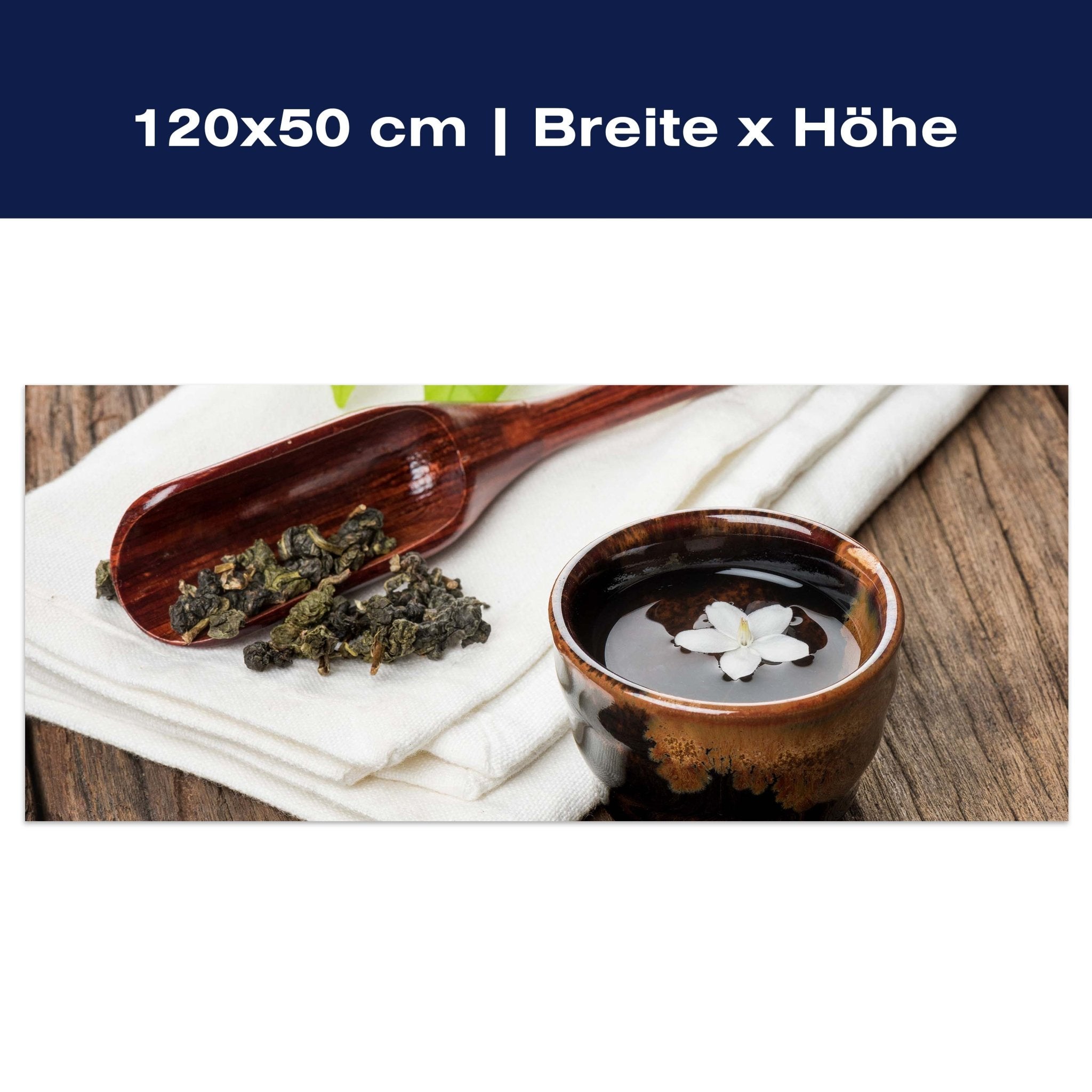 Leinwandbild Eine Tasse Tee auf Holzbrett M0972 Leinwandbild Eine Tasse Tee auf Holzbrett M0972