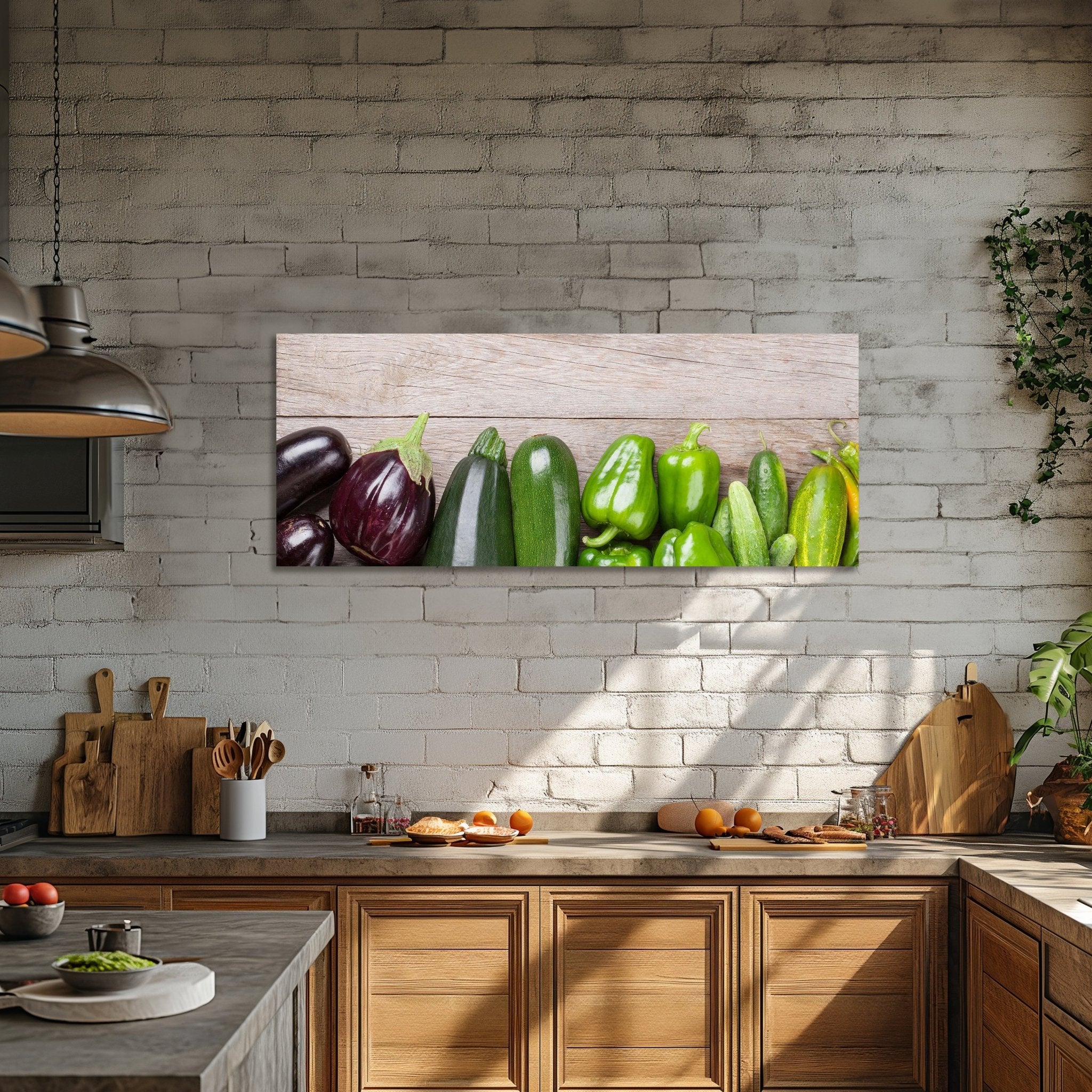 Leinwandbild Frischgemüse auf einem Holztisch M1012 kaufen - Bild 2