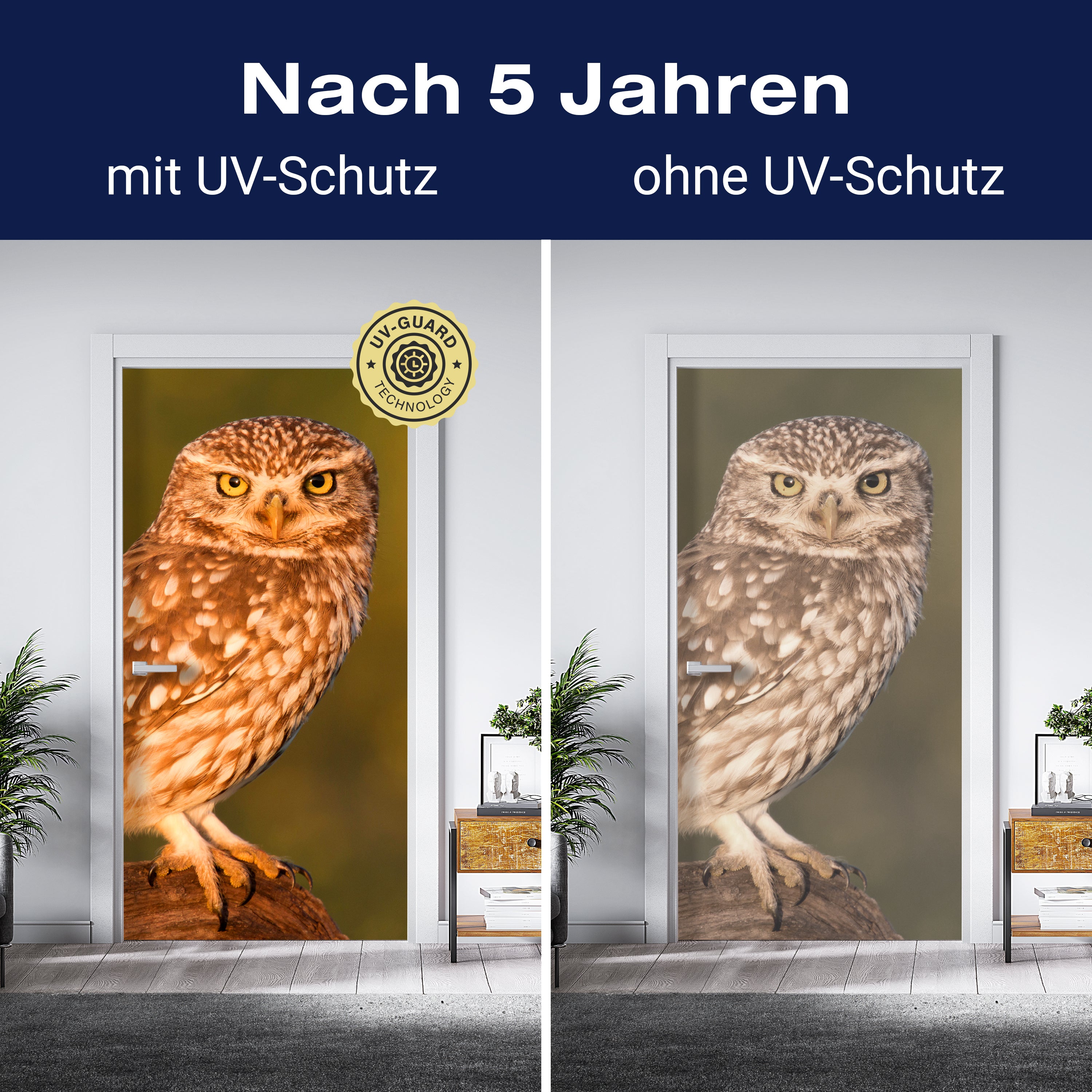 Türtapete Kleine Eule auf einem Baumstamm M1026 - Bild 4 Türtapete Kleine Eule auf einem Baumstamm M1026 - Bild 4