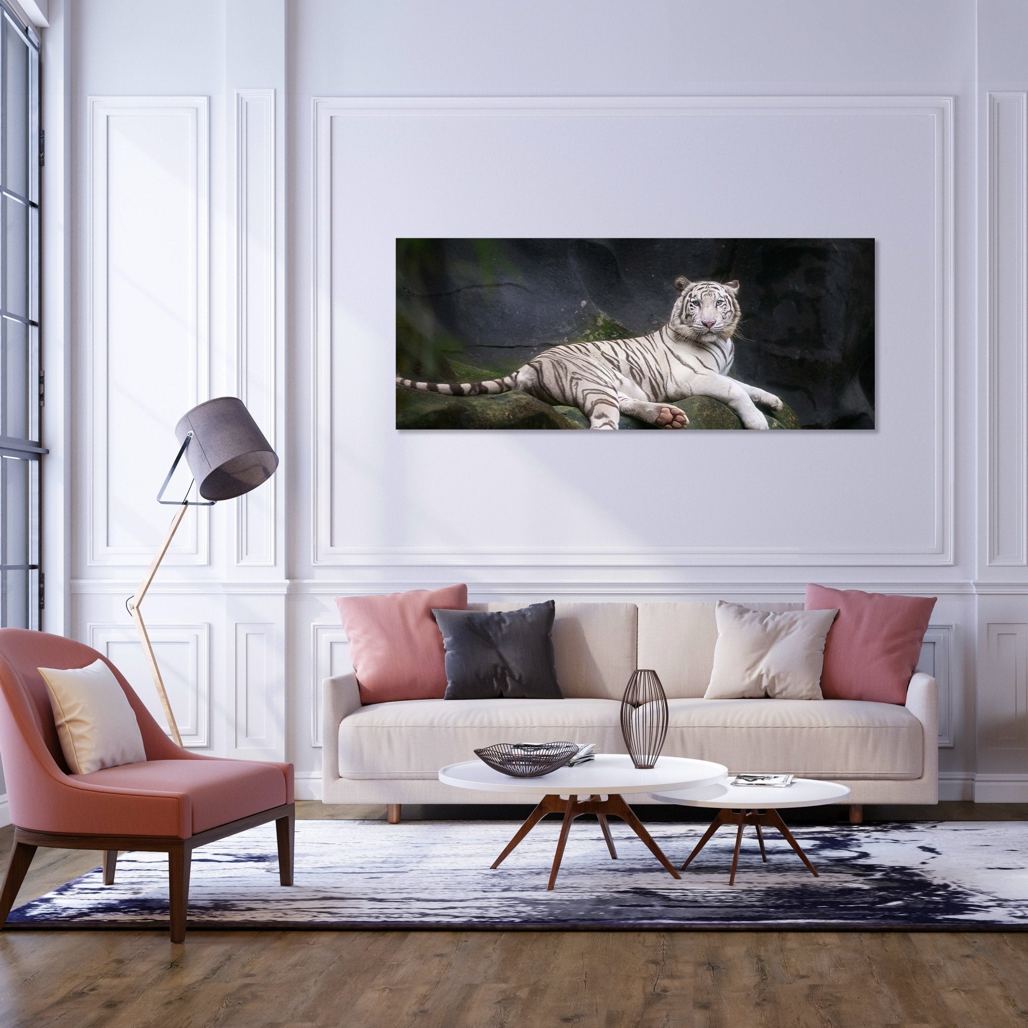 Leinwandbild Weißer Tiger sitzt in der Höhle M1027 kaufen - Bild 2 Leinwandbild Weißer Tiger sitzt in der Höhle M1027 kaufen - Bild 2