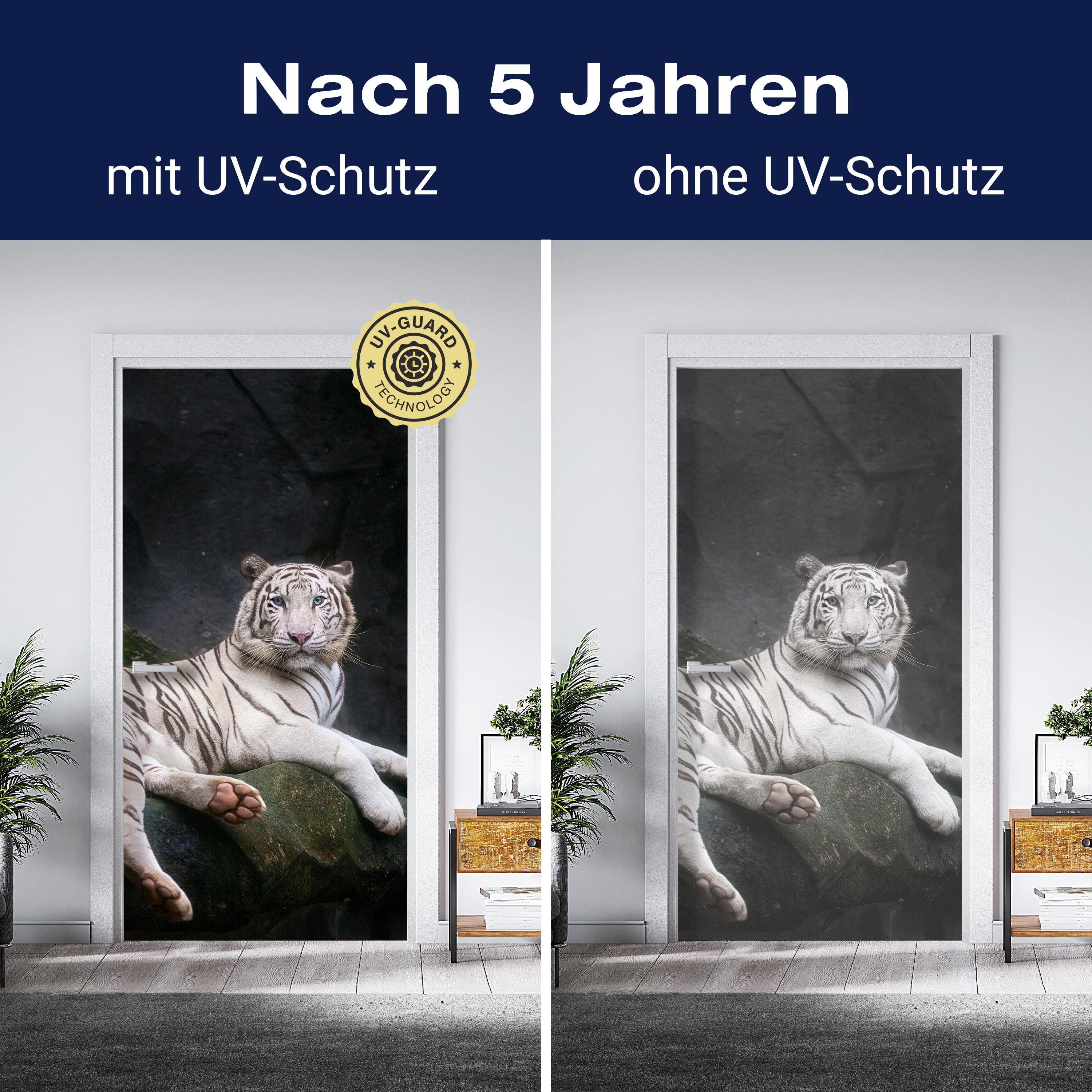 Türtapete Weißer Tiger sitzt in der Höhle M1027 - Bild 4 Türtapete Weißer Tiger sitzt in der Höhle M1027 - Bild 4