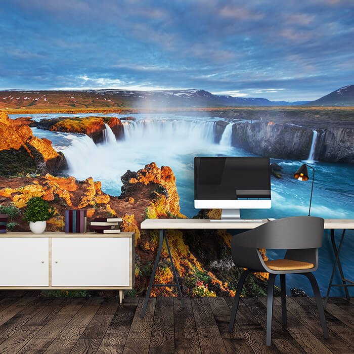 Fototapete Godafoss-Wasserfall bei Sonnenuntergang M1040 - Bild 1 Fototapete Godafoss-Wasserfall bei Sonnenuntergang M1040 - Bild 1