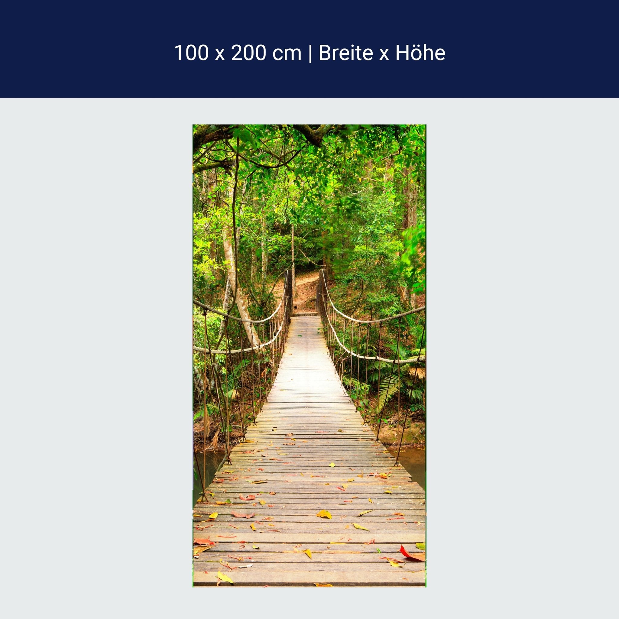 Türtapete Holz-brücke im Wald, Hängebrücke, Natur M1067 Türtapete Holz-brücke im Wald, Hängebrücke, Natur M1067