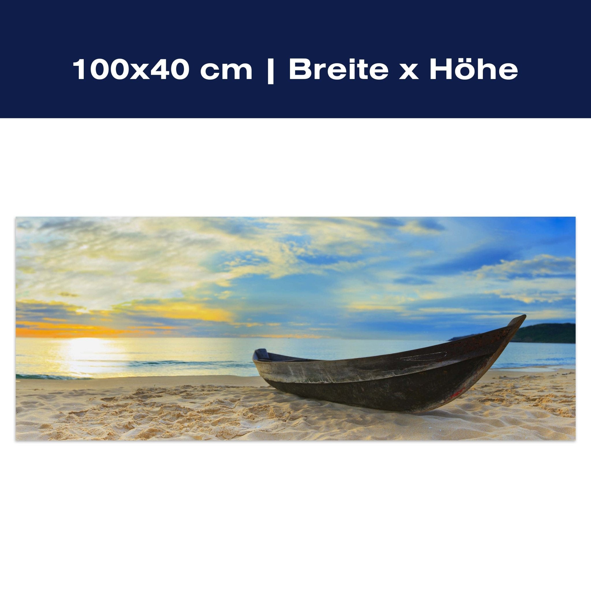Leinwandbild Boot am Strand, Meer, Sonnenuntergang M1069 Leinwandbild Boot am Strand, Meer, Sonnenuntergang M1069