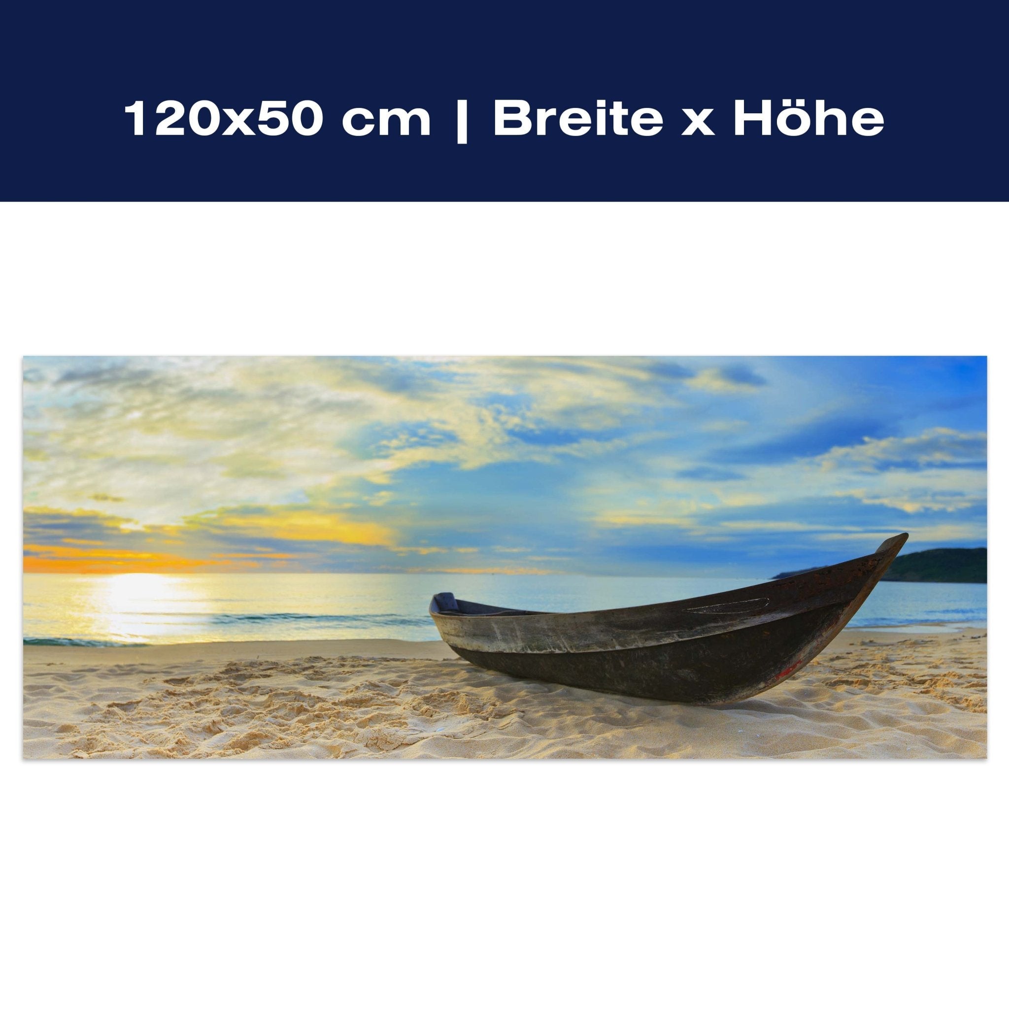 Leinwandbild Boot am Strand, Meer, Sonnenuntergang M1069 Leinwandbild Boot am Strand, Meer, Sonnenuntergang M1069