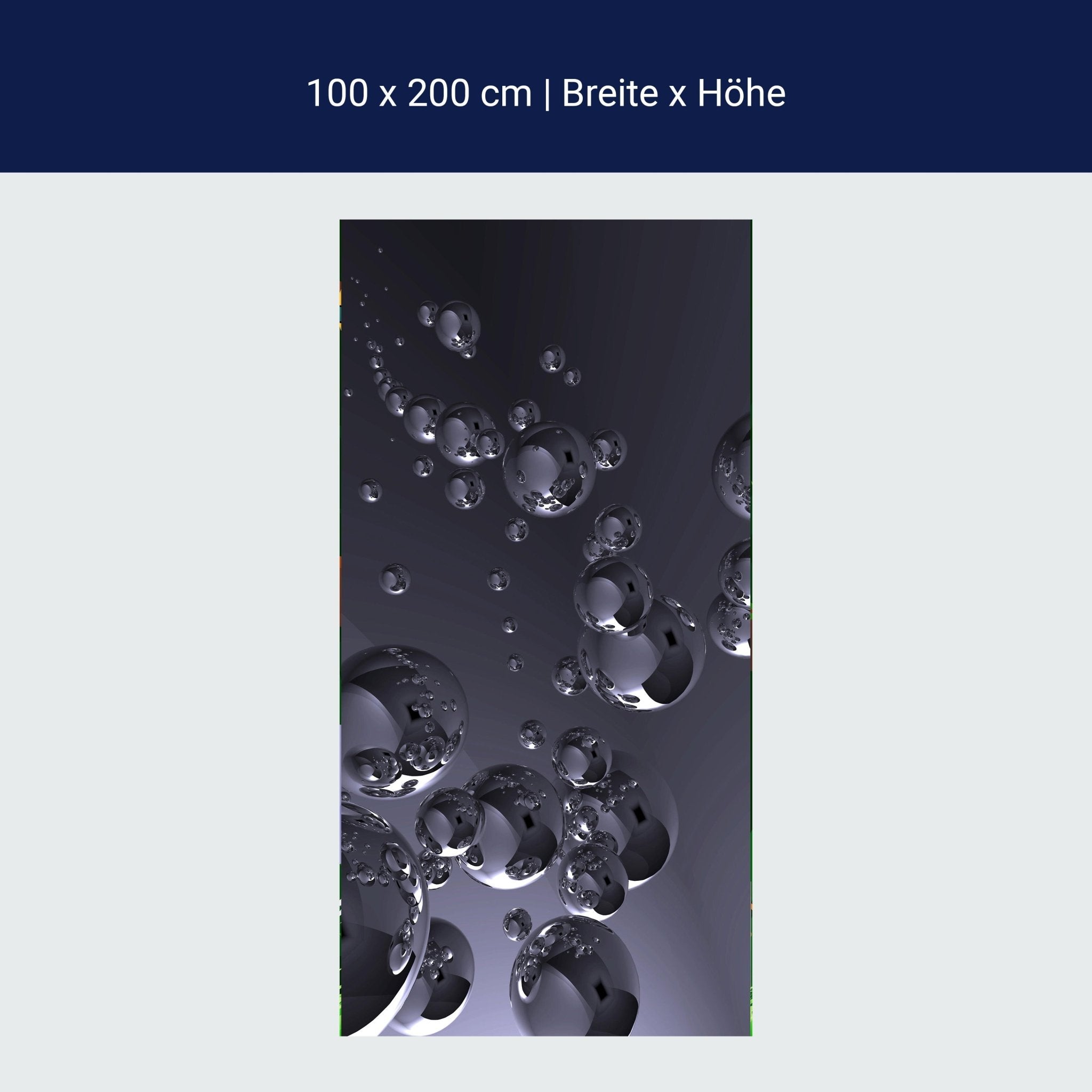 Türtapete Metallische Kugeln, Chrom, Bälle, Blasen M1069 Türtapete Metallische Kugeln, Chrom, Bälle, Blasen M1069