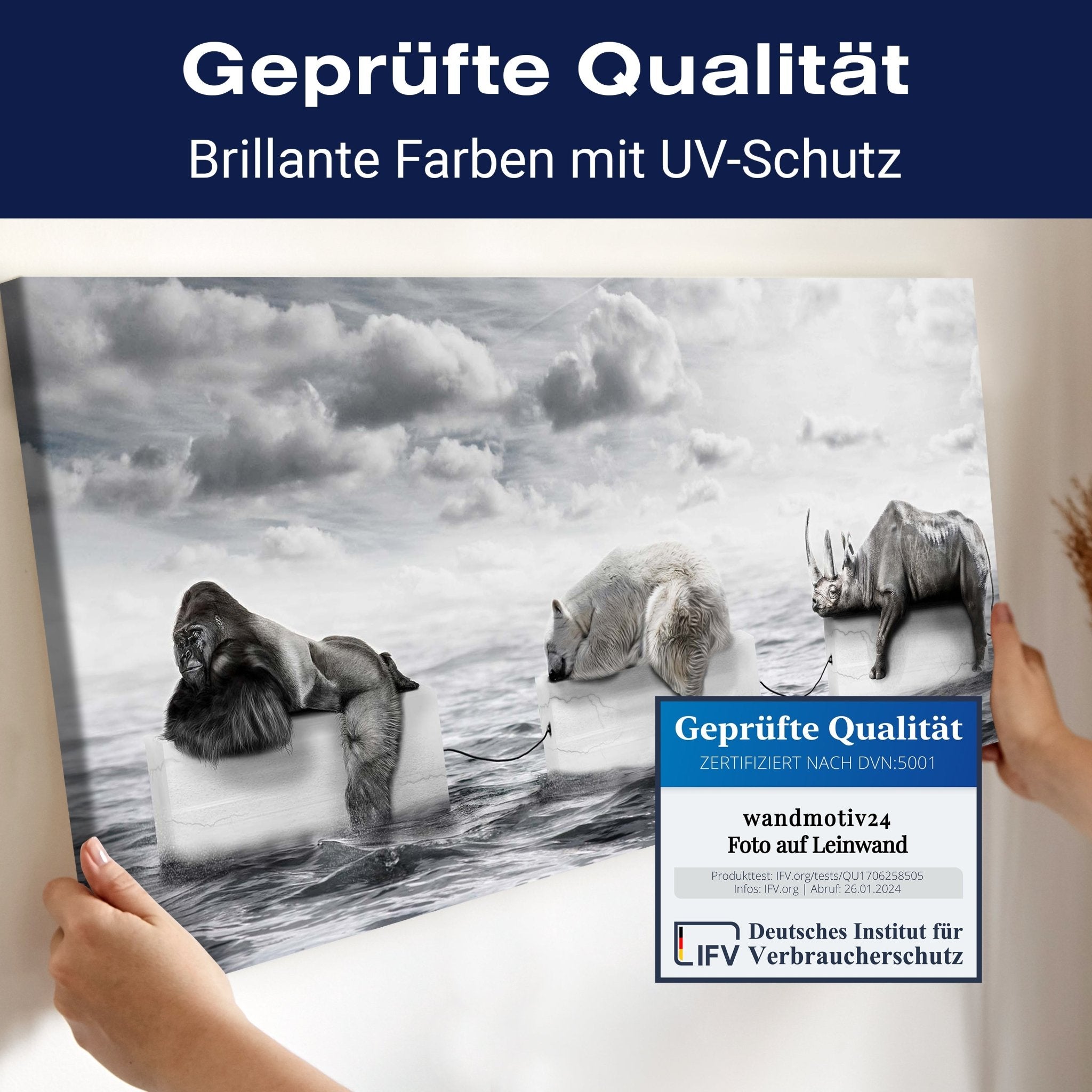 Leinwandbild Gorilla & Eisbär auf Eis, Meer, Klima M1070 kaufen - Bild 4 Leinwandbild Gorilla & Eisbär auf Eis, Meer, Klima M1070 kaufen - Bild 4
