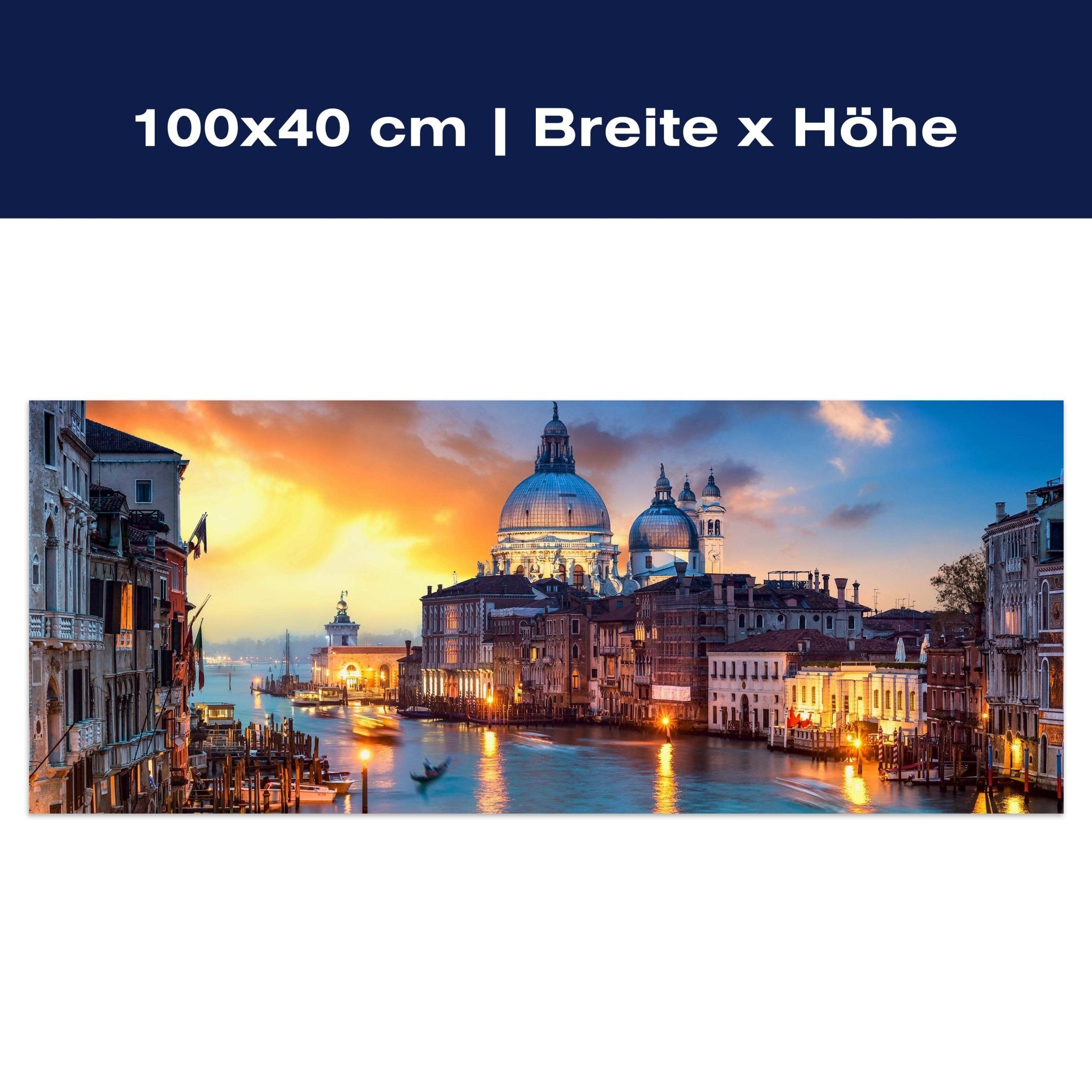 Leinwandbild Venedig am Abend, Meer, Gondel, Kirche M1073 Leinwandbild Venedig am Abend, Meer, Gondel, Kirche M1073