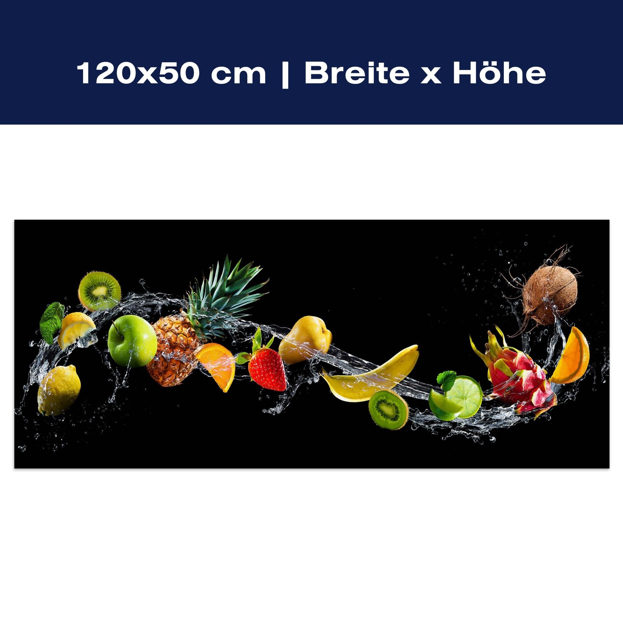 Leinwandbild Früchte & Wasser, Banane, Kiwi, Orange M1075 Leinwandbild Früchte & Wasser, Banane, Kiwi, Orange M1075