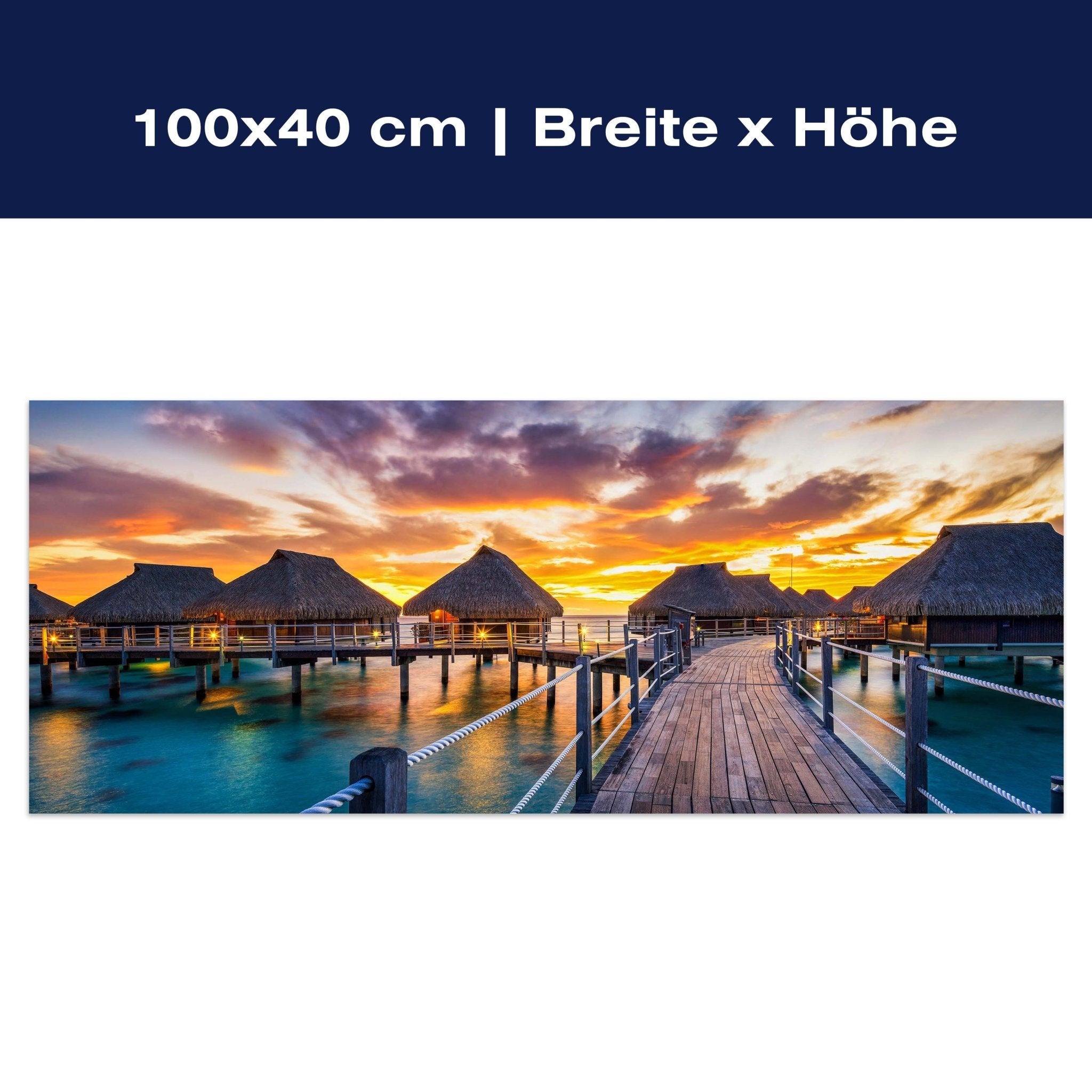 Leinwandbild Ferienhäuser im Meer, Paradies, Urlaub M1076 Leinwandbild Ferienhäuser im Meer, Paradies, Urlaub M1076
