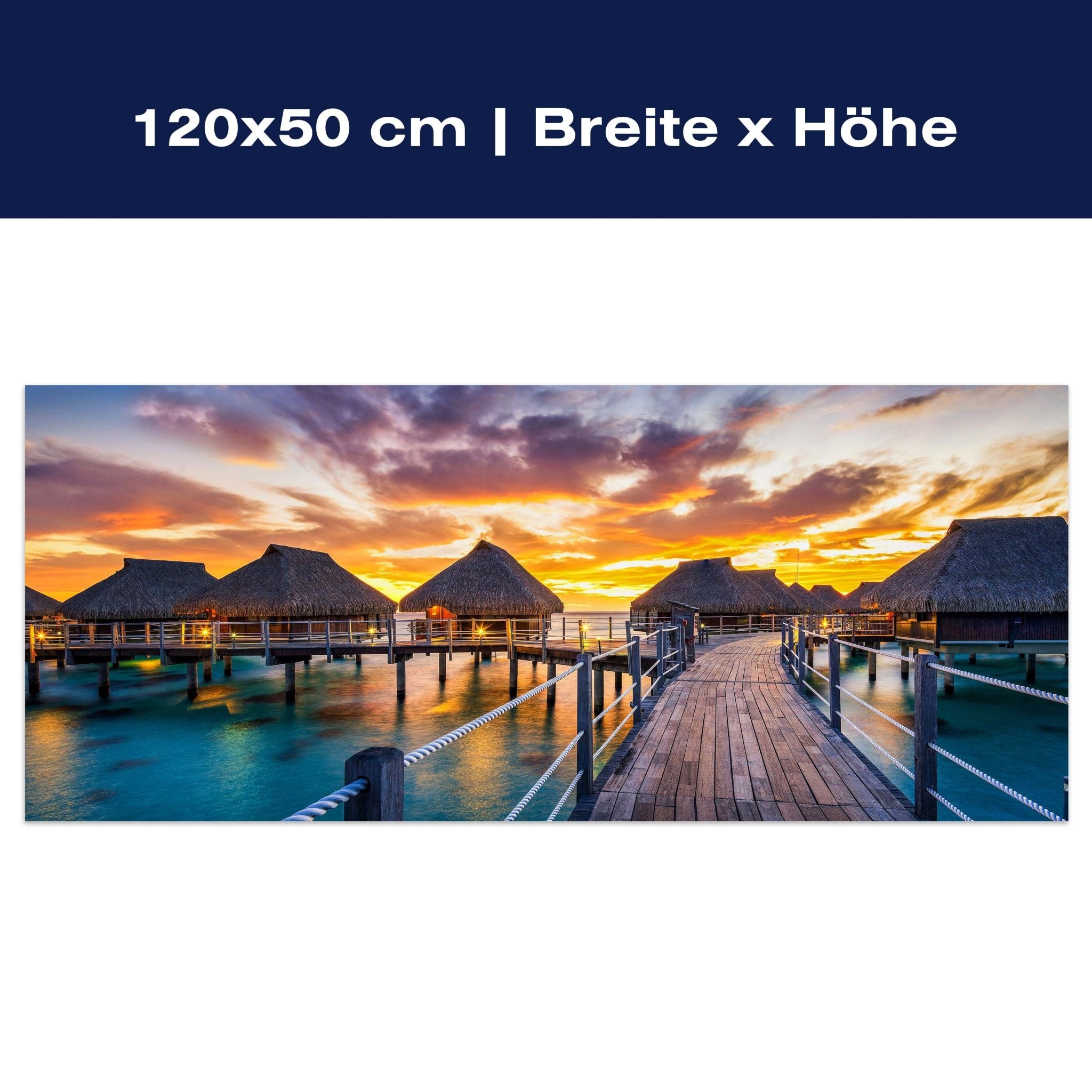 Leinwandbild Ferienhäuser im Meer, Paradies, Urlaub M1076 Leinwandbild Ferienhäuser im Meer, Paradies, Urlaub M1076