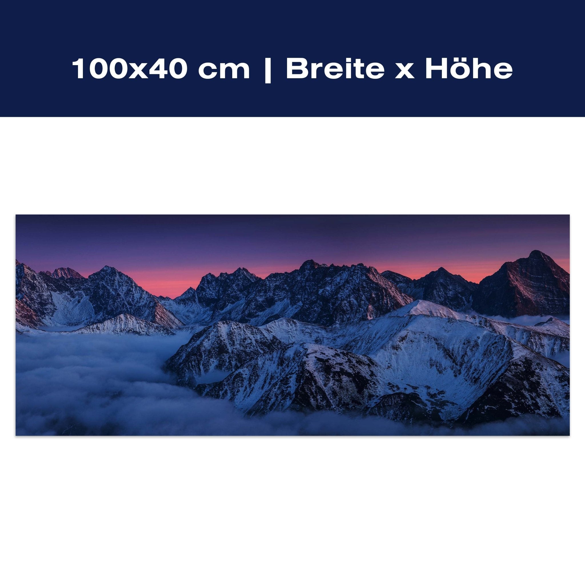 Leinwandbild Berge im Abendrot, Gebirge, Schnee, Berg M1090 Leinwandbild Berge im Abendrot, Gebirge, Schnee, Berg M1090