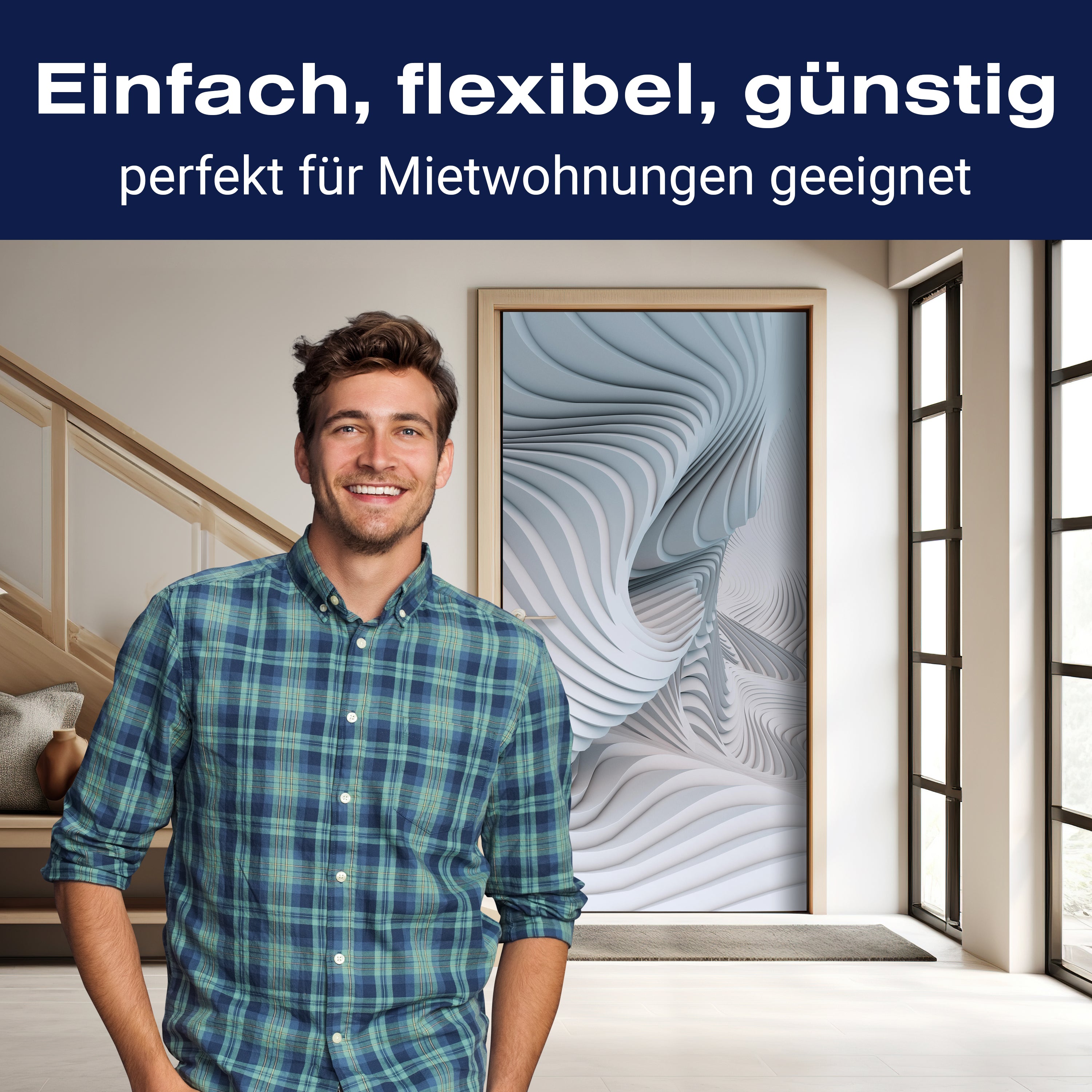 Türtapete Abstrakte Wellen, 3D Effekt, modern M1090 - Bild 3 Türtapete Abstrakte Wellen, 3D Effekt, modern M1090 - Bild 3
