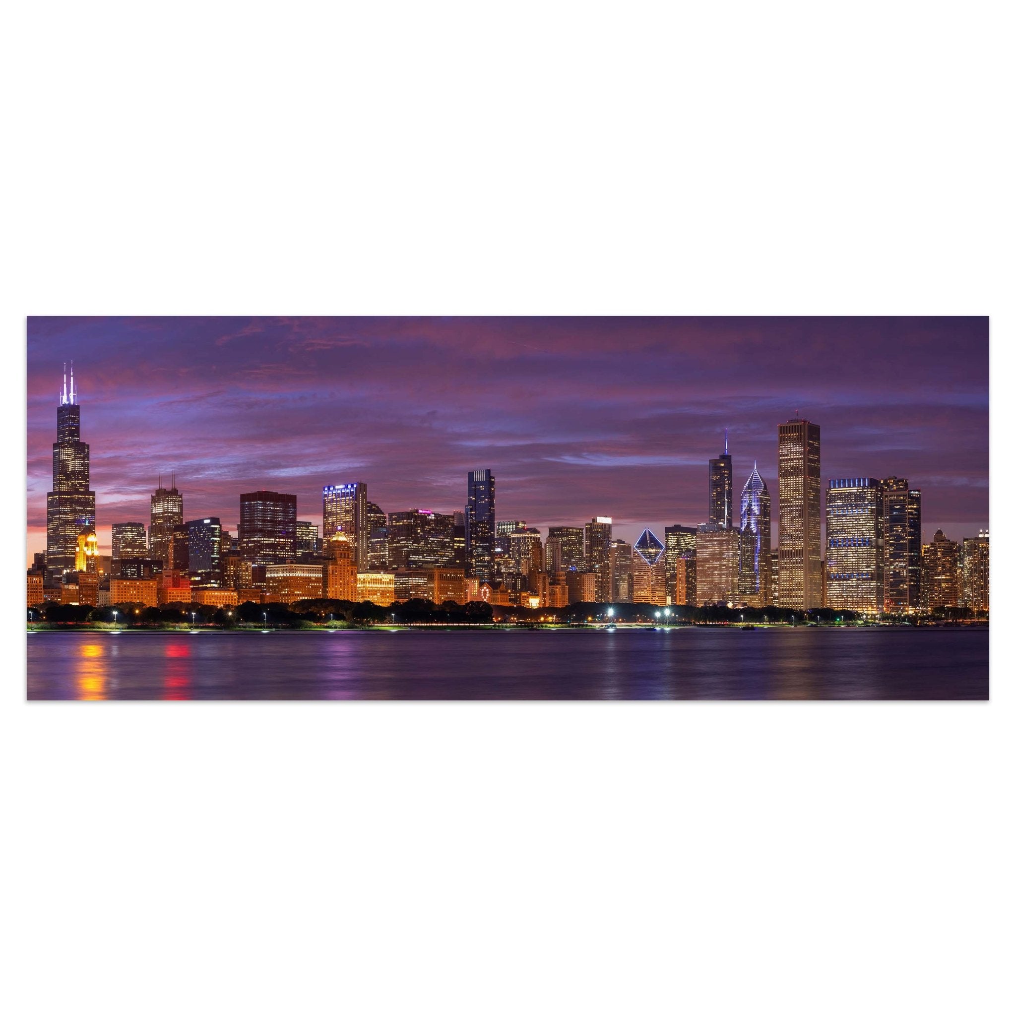 Leinwandbild Chicago bei Nacht, USA, Skyline, See M1091 kaufen - Bild 1