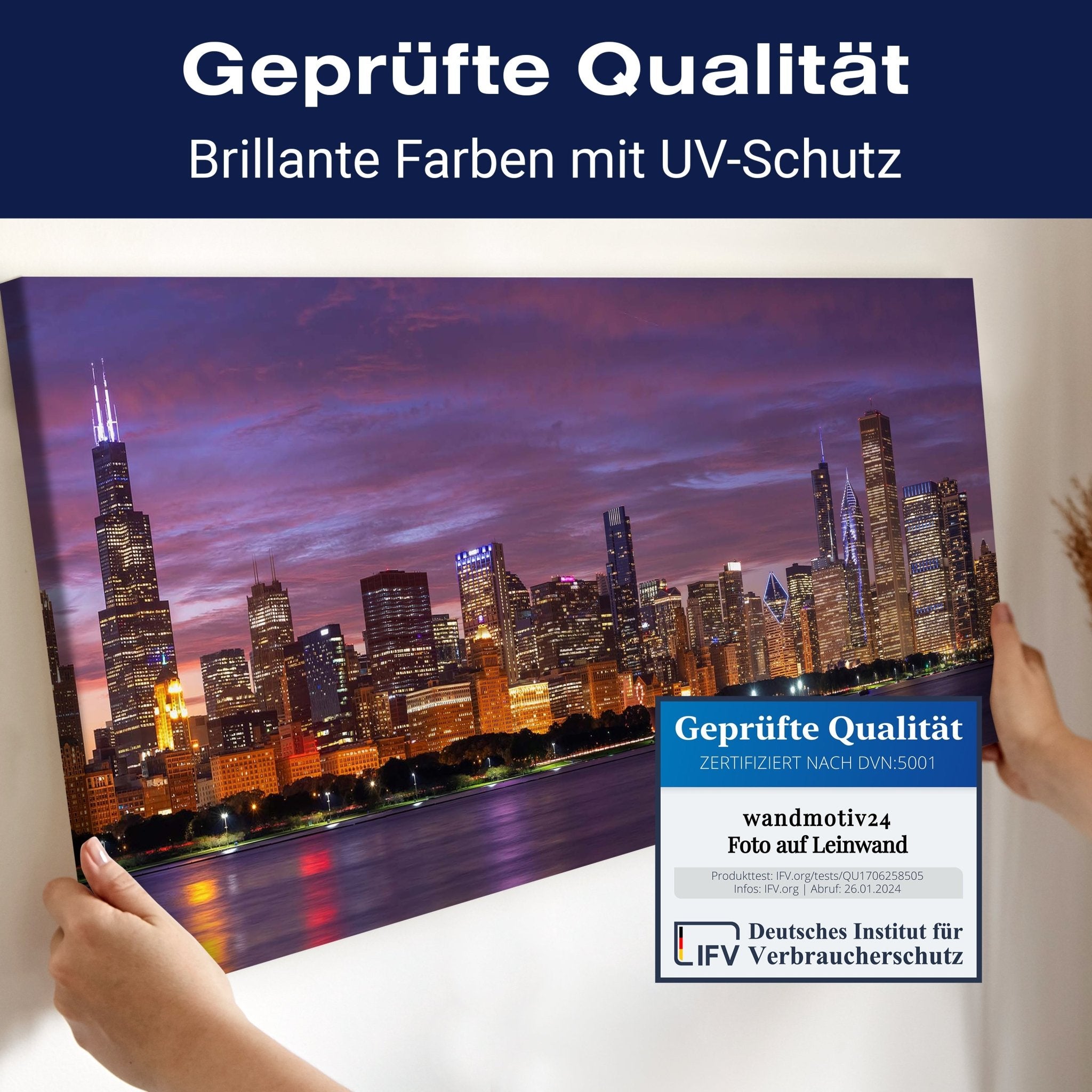 Leinwandbild Chicago bei Nacht, USA, Skyline, See M1091 kaufen - Bild 4 Leinwandbild Chicago bei Nacht, USA, Skyline, See M1091 kaufen - Bild 4