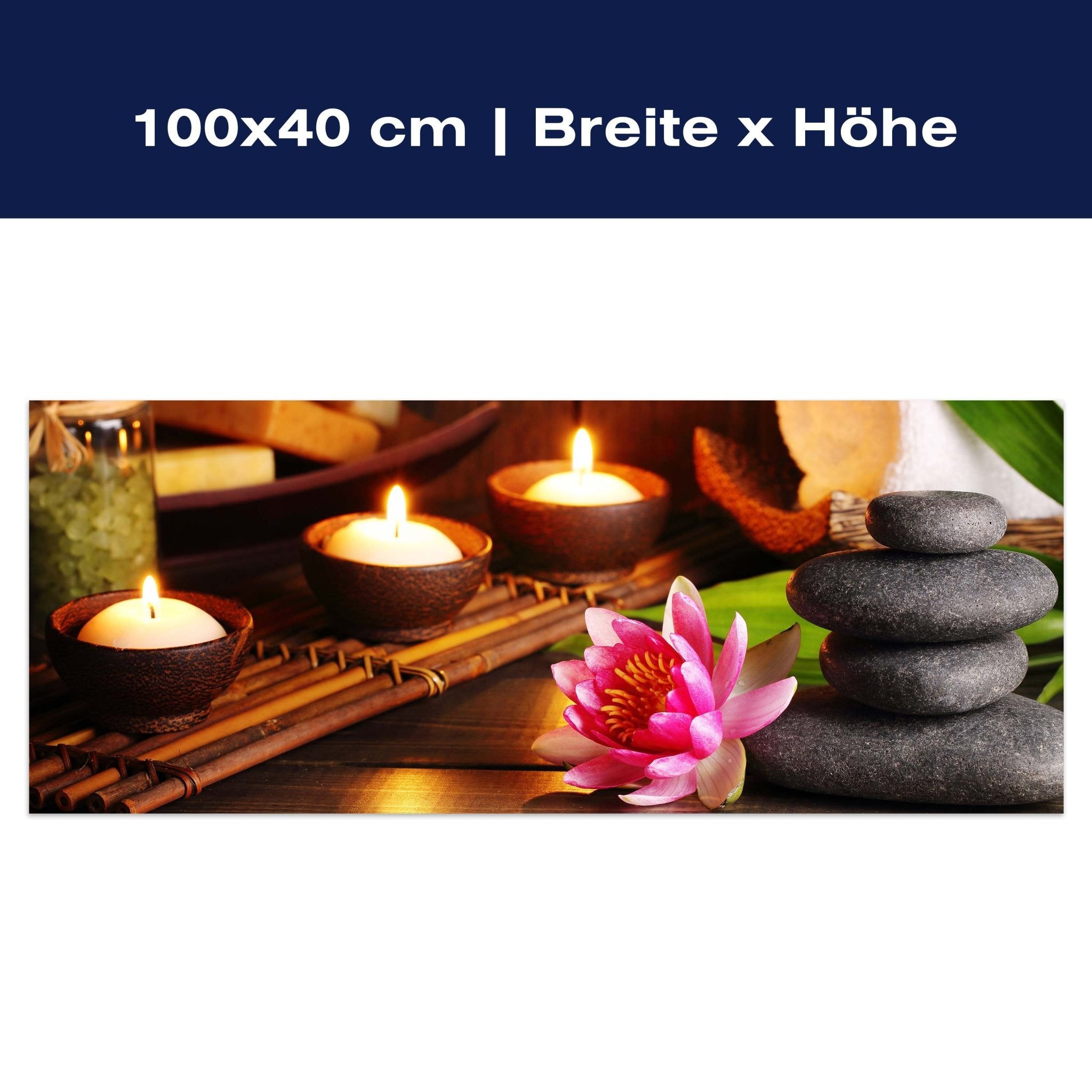 Leinwandbild Steine, Kerzen & Blüte, Lotus, Wellness M1100 Leinwandbild Steine, Kerzen & Blüte, Lotus, Wellness M1100