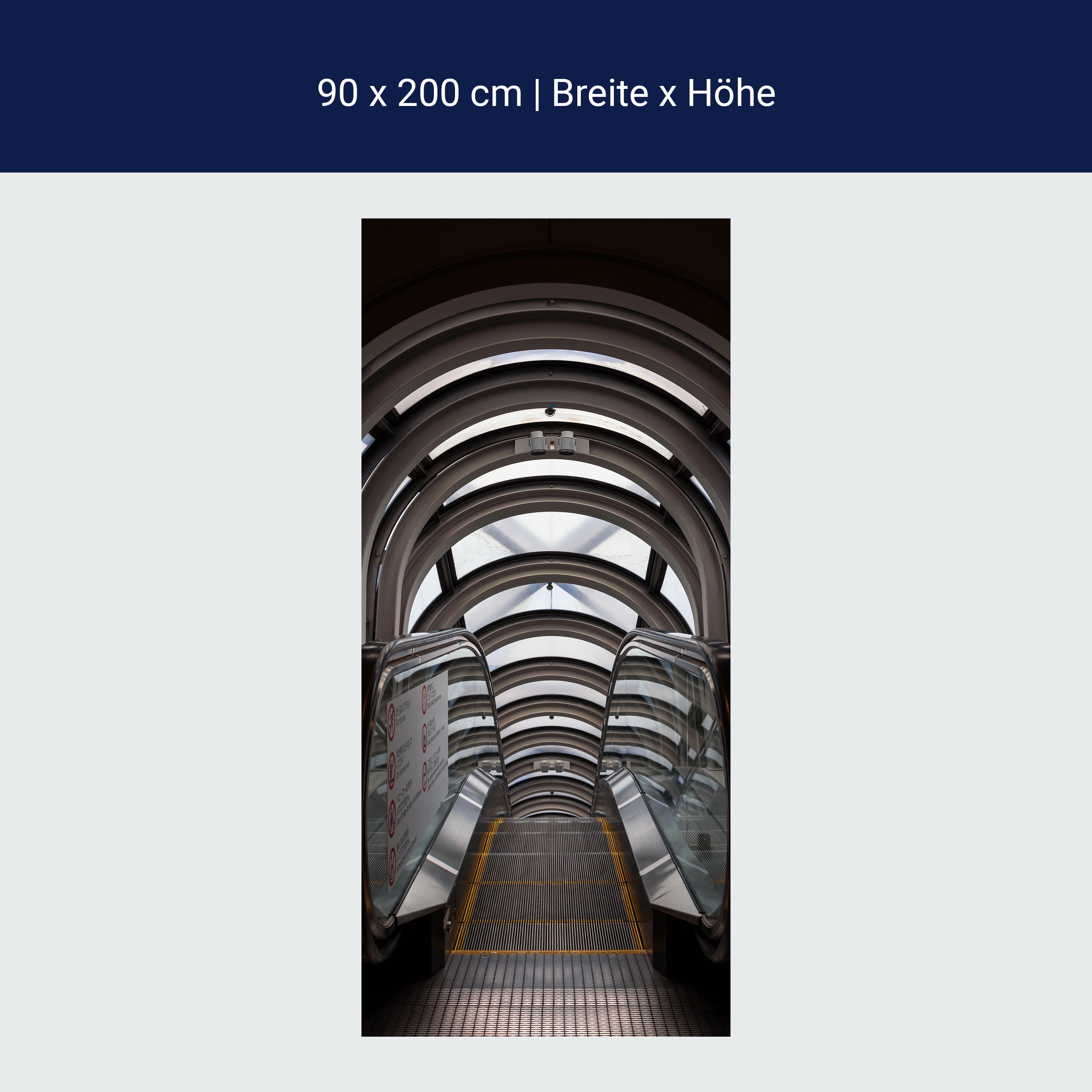 Türtapete Rolltreppe abwärts, Glas, Metall, Bögen M1103 Türtapete Rolltreppe abwärts, Glas, Metall, Bögen M1103