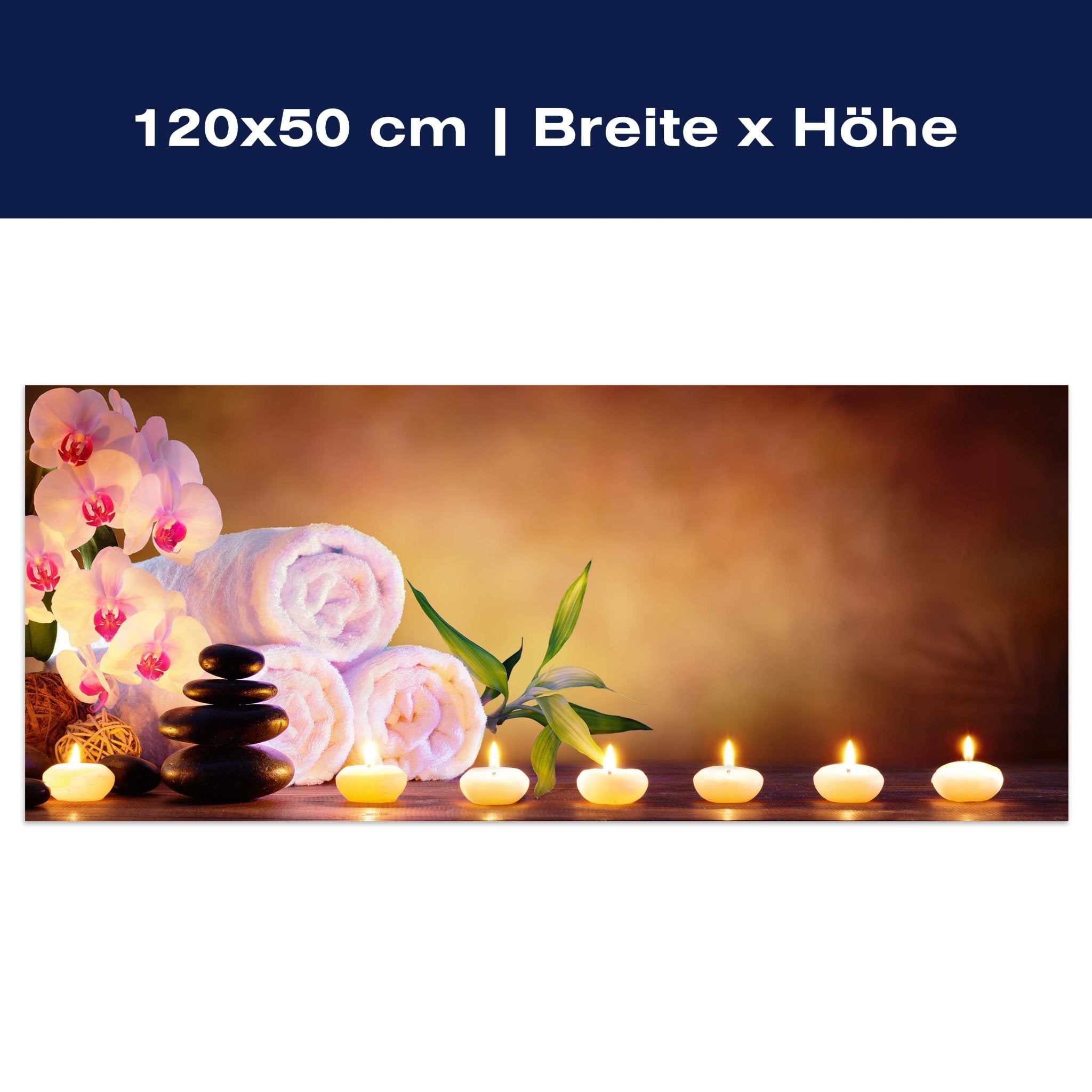 Leinwandbild Kerzen, Steine, Kirschblüten, Bambus M1104 Leinwandbild Kerzen, Steine, Kirschblüten, Bambus M1104