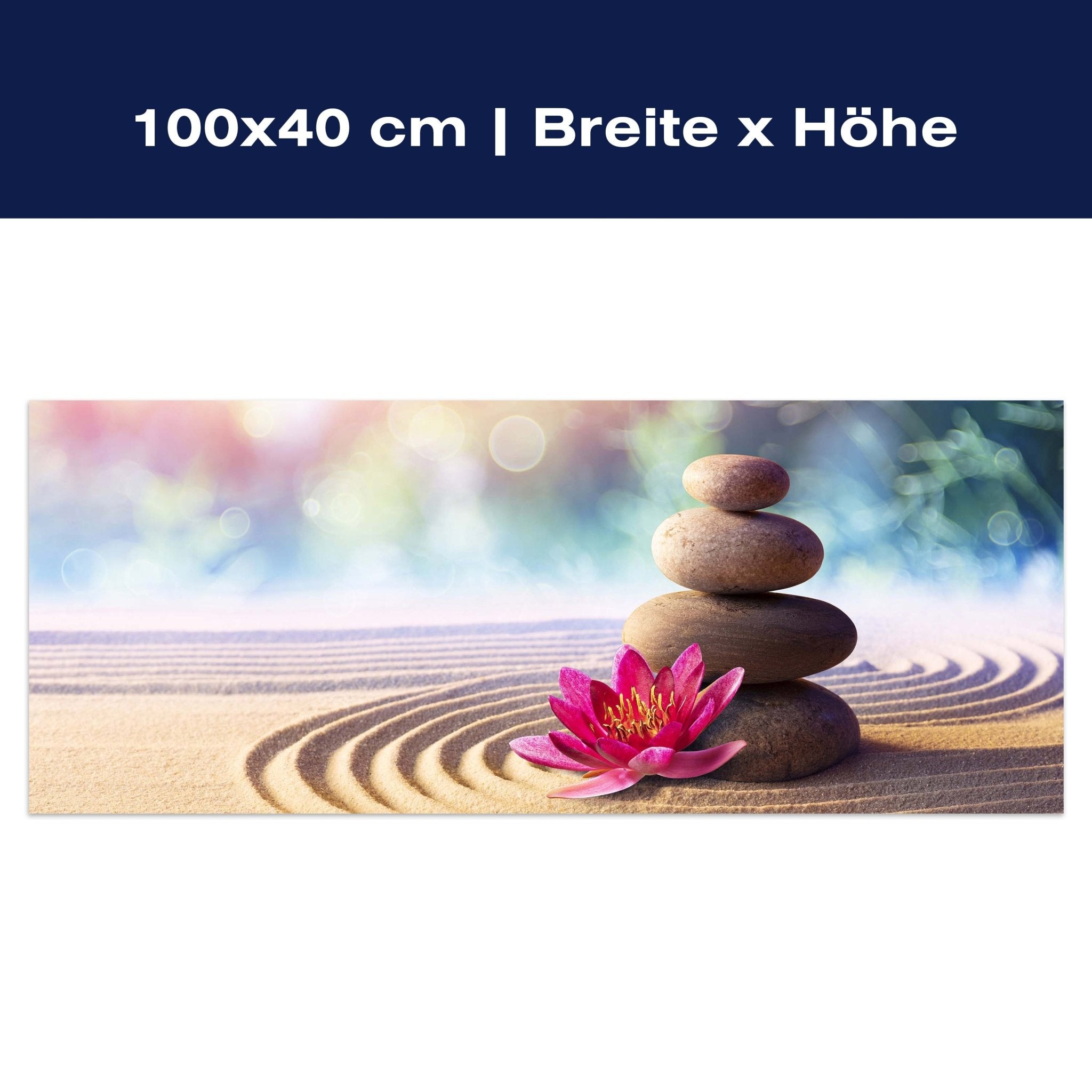 Leinwandbild Lotus, Steine, Sand, Kreise, Zen Garten M1107 Leinwandbild Lotus, Steine, Sand, Kreise, Zen Garten M1107