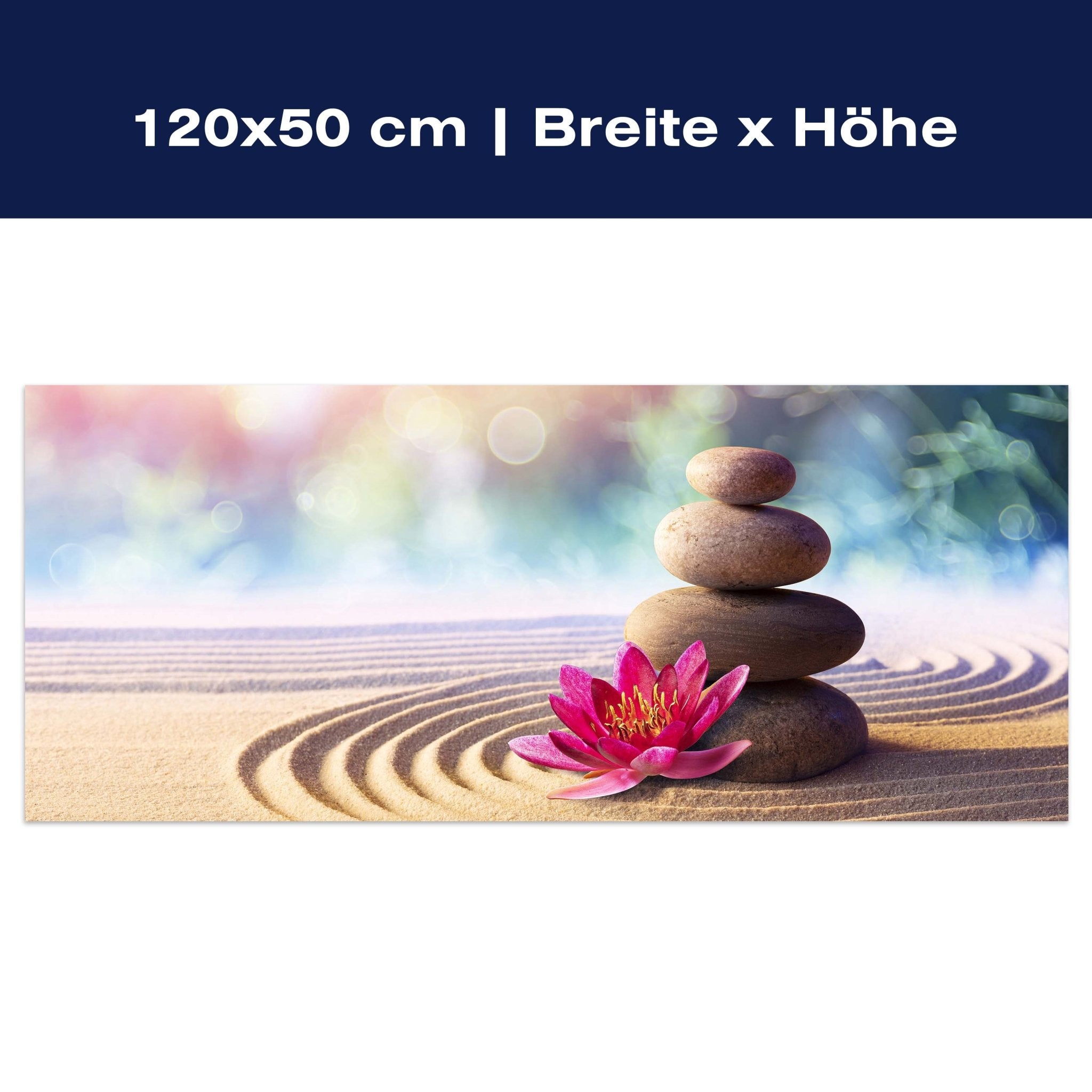 Leinwandbild Lotus, Steine, Sand, Kreise, Zen Garten M1107 Leinwandbild Lotus, Steine, Sand, Kreise, Zen Garten M1107