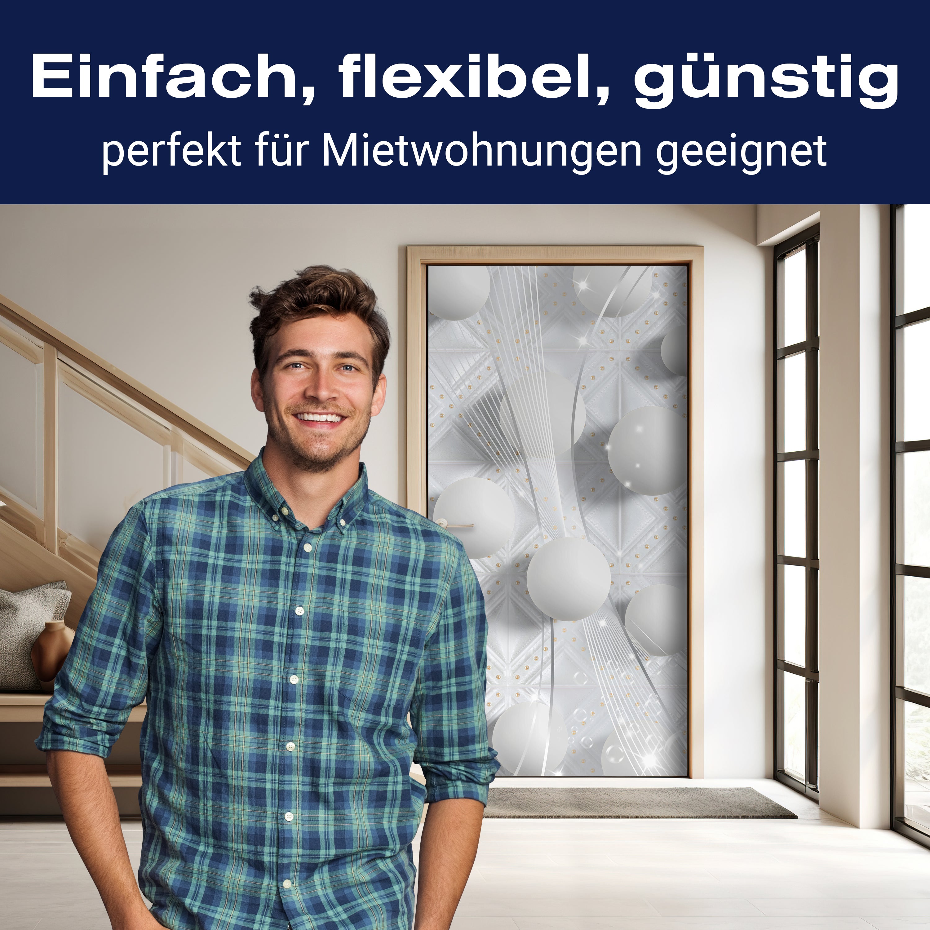 Türtapete Abstraktes Muster, Kugeln, Rauten, Glanz M1123 - Bild 3 Türtapete Abstraktes Muster, Kugeln, Rauten, Glanz M1123 - Bild 3