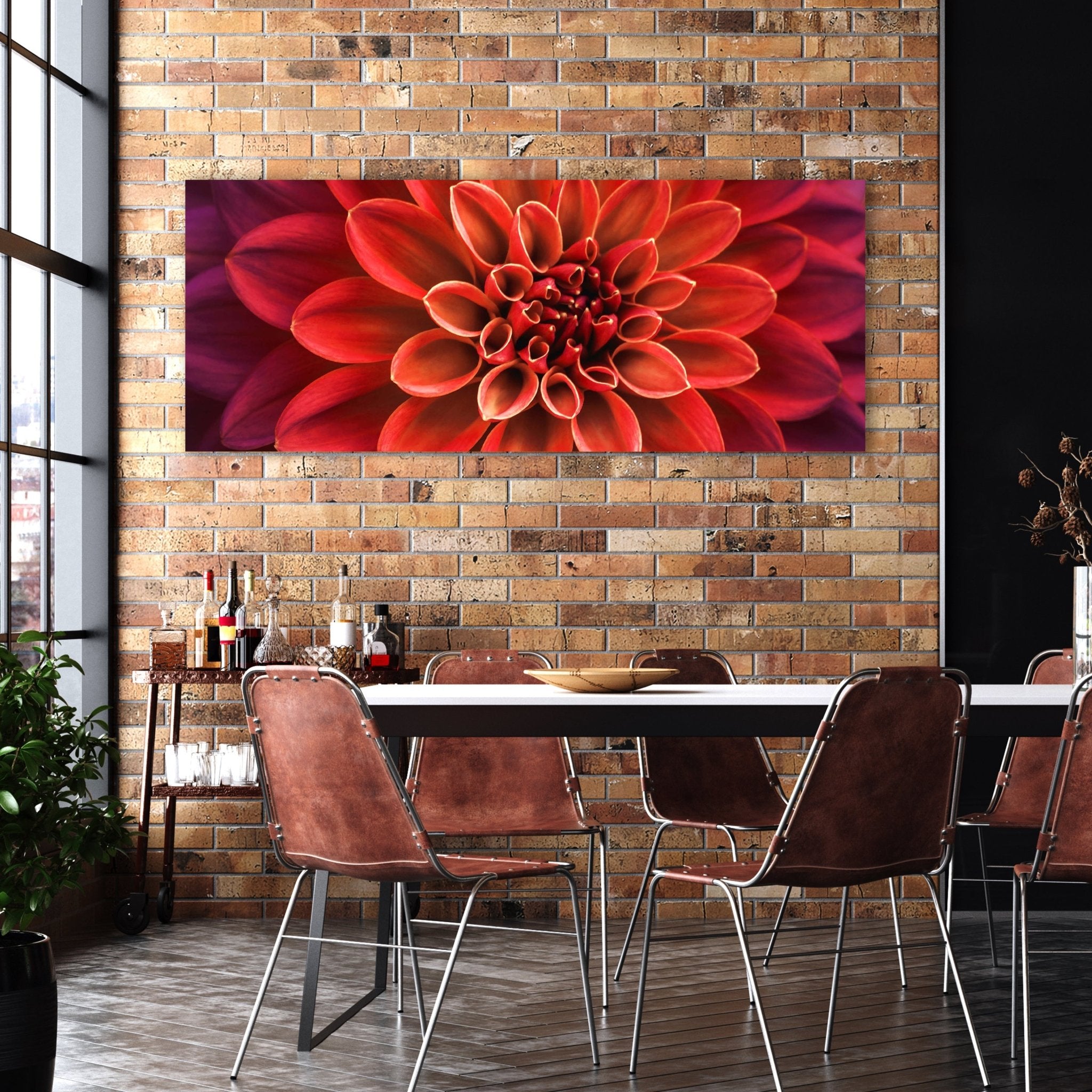 Leinwandbild Blüte Blume orange Dahlie violett M1133 kaufen - Bild 2 Leinwandbild Blüte Blume orange Dahlie violett M1133 kaufen - Bild 2