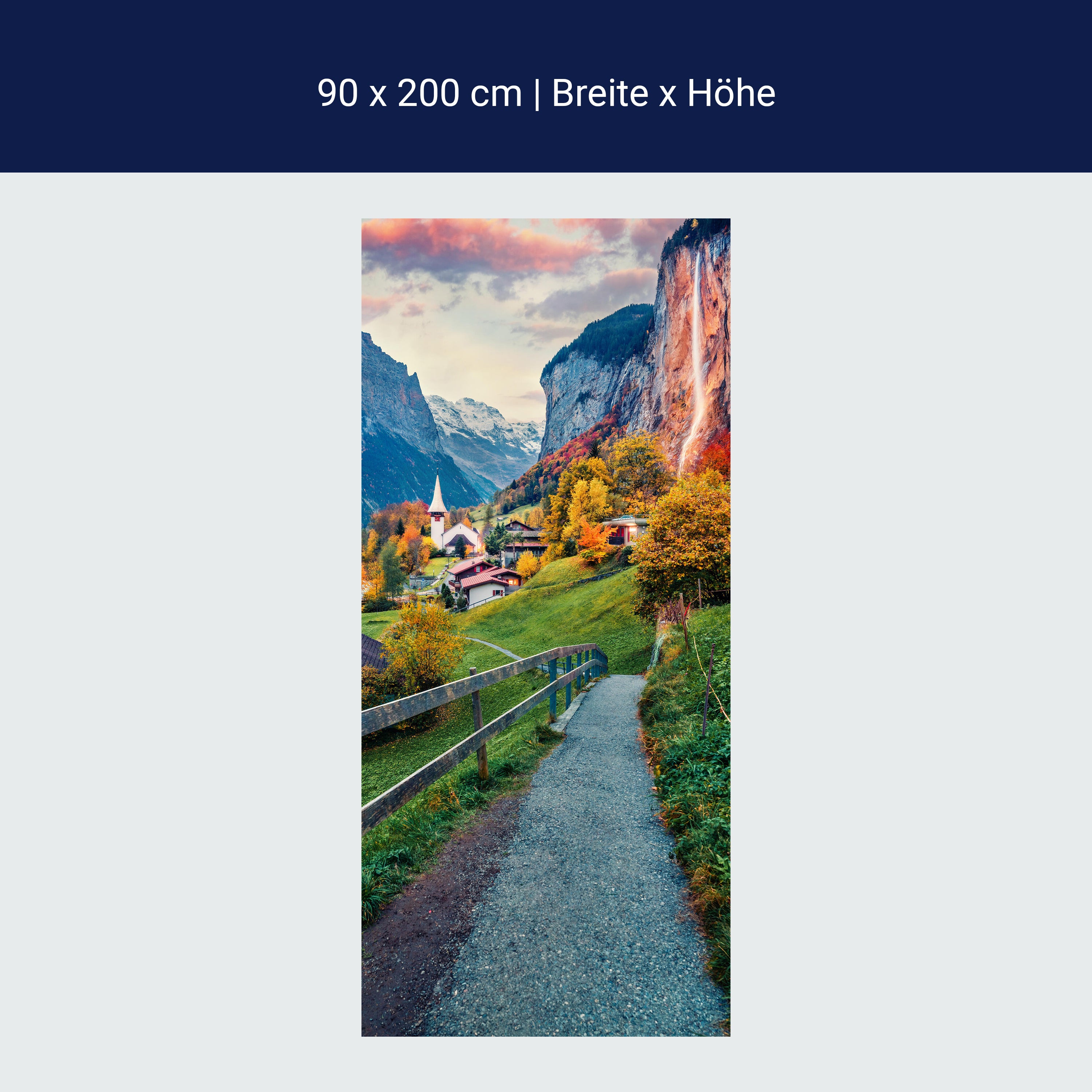 Türtapete Dorf in Berg-tal, Alpen, Gebirge, Berge M1136 Türtapete Dorf in Berg-tal, Alpen, Gebirge, Berge M1136