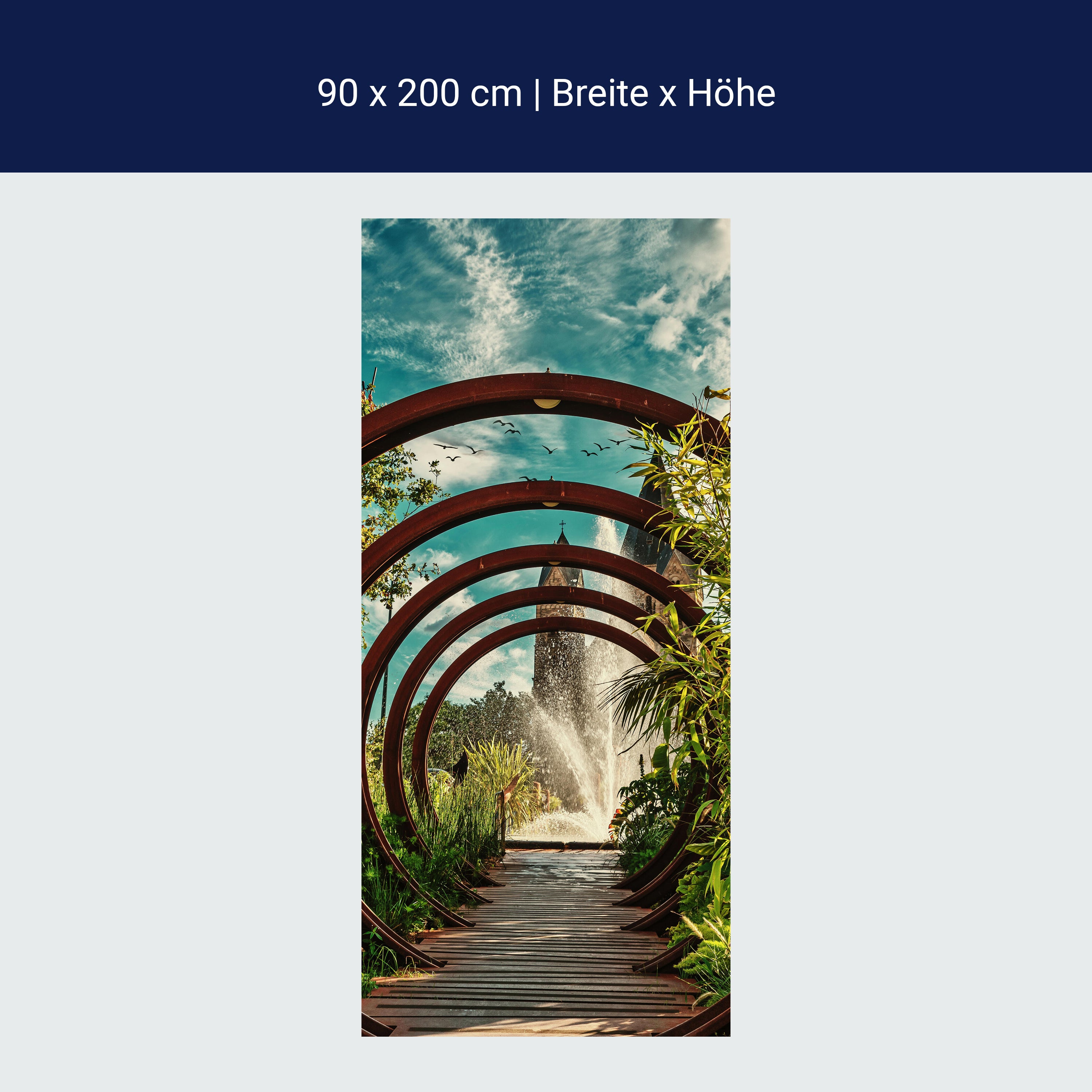 Türtapete Holz-steg mit Ringen, Tunnel, Schloss M1142 Türtapete Holz-steg mit Ringen, Tunnel, Schloss M1142
