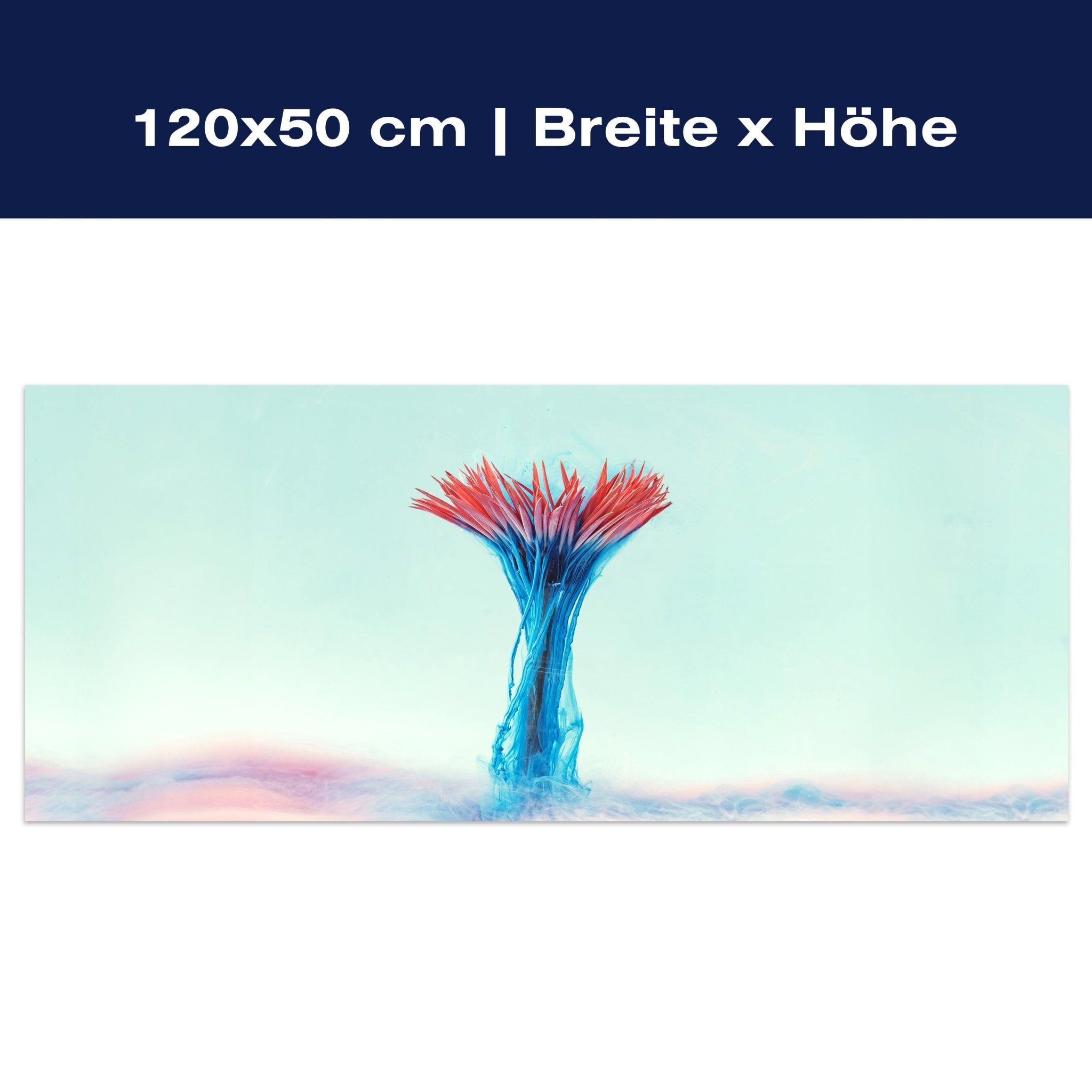 Leinwandbild Rosa Blume mit blauer Tinte Kunst M1144 Leinwandbild Rosa Blume mit blauer Tinte Kunst M1144