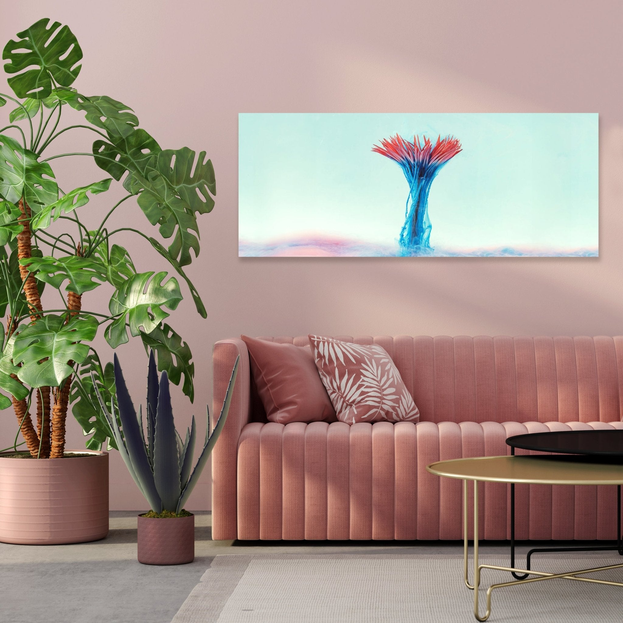 Leinwandbild Rosa Blume mit blauer Tinte Kunst M1144 kaufen - Bild 3 Leinwandbild Rosa Blume mit blauer Tinte Kunst M1144 kaufen - Bild 3