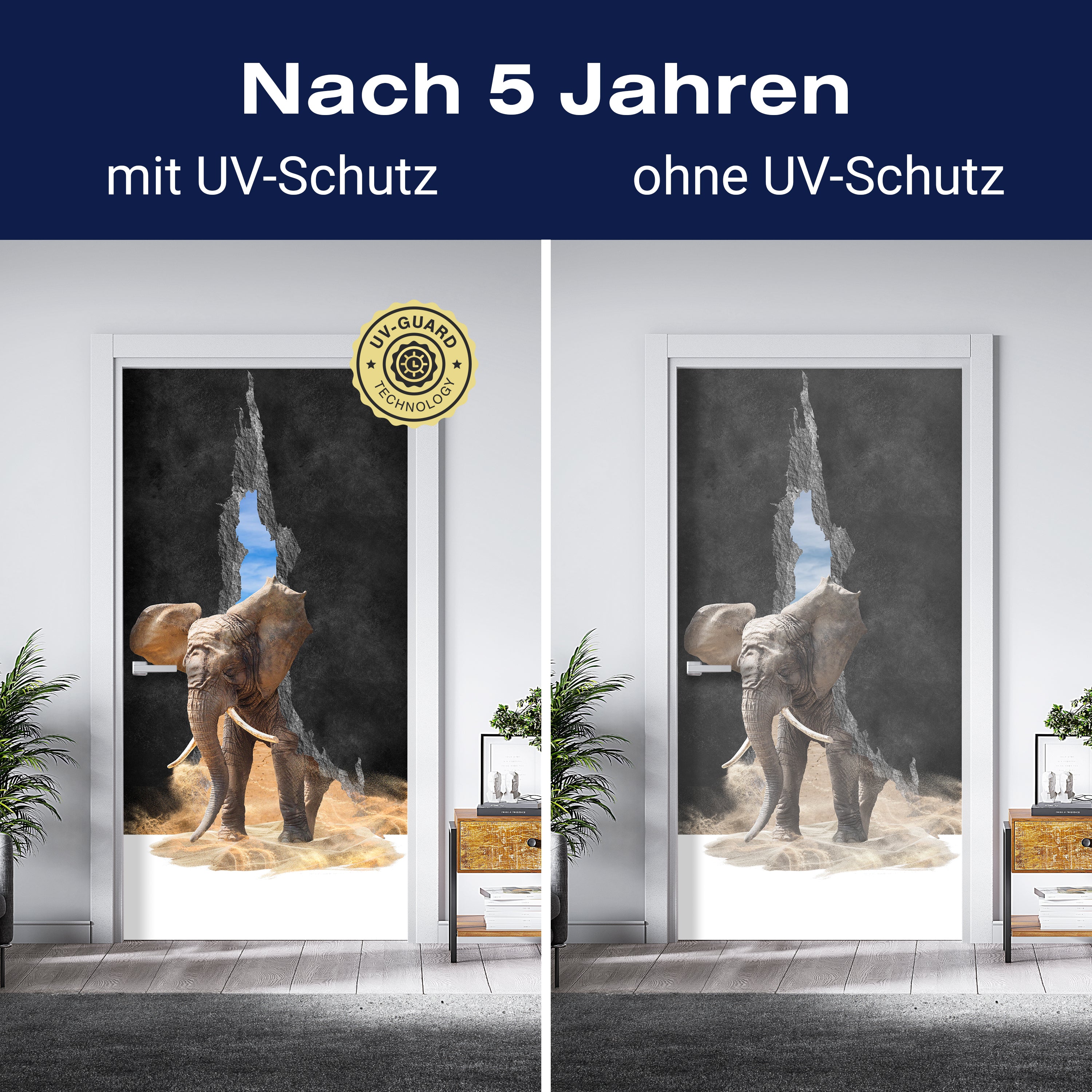 Türtapete Elefant Tür-durchbruch, Sand, Riss M1148 - Bild 4 Türtapete Elefant Tür-durchbruch, Sand, Riss M1148 - Bild 4