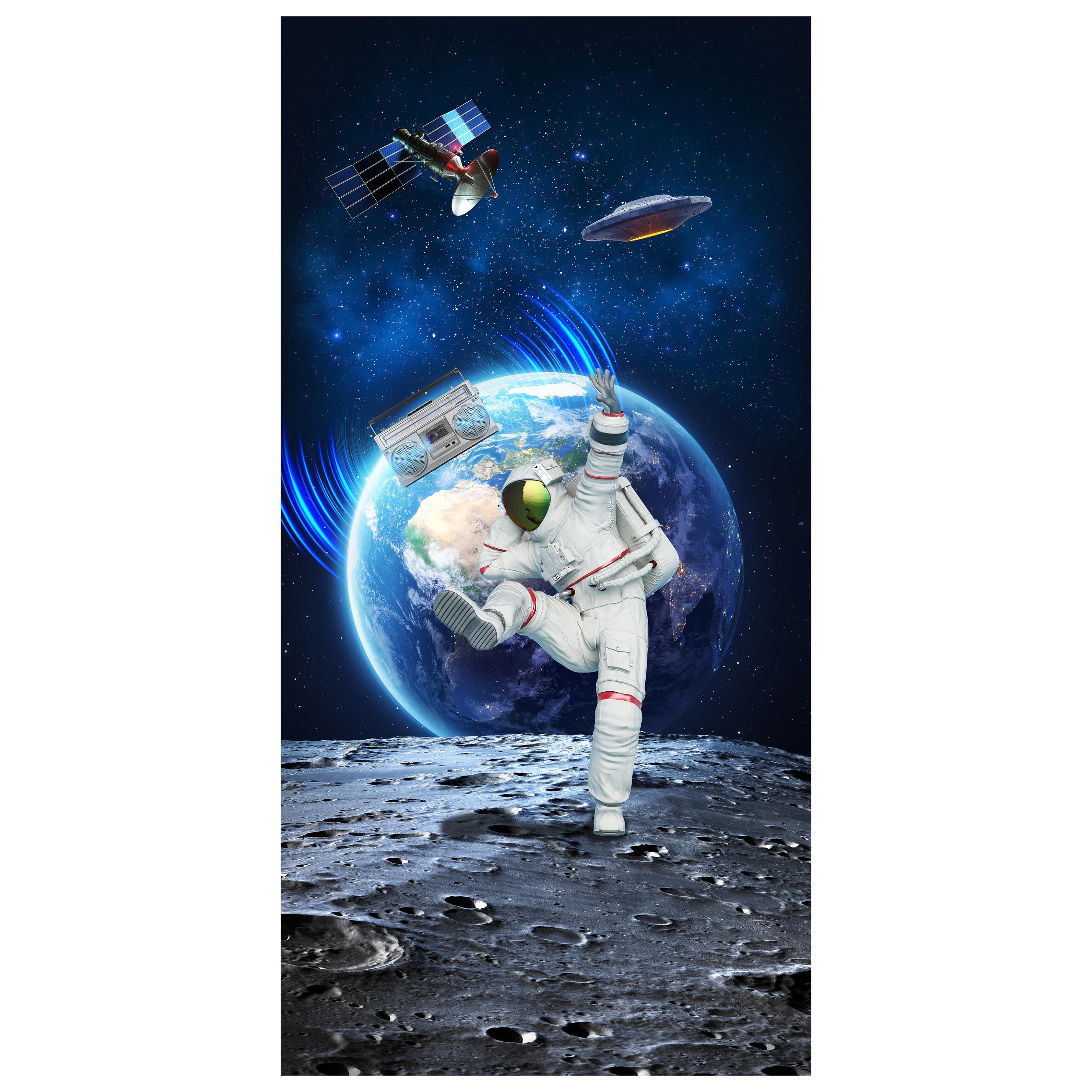 Türtapete tanzender Astronaut auf Mond, Weltraum M1151 - Bild 2 Türtapete tanzender Astronaut auf Mond, Weltraum M1151 - Bild 2