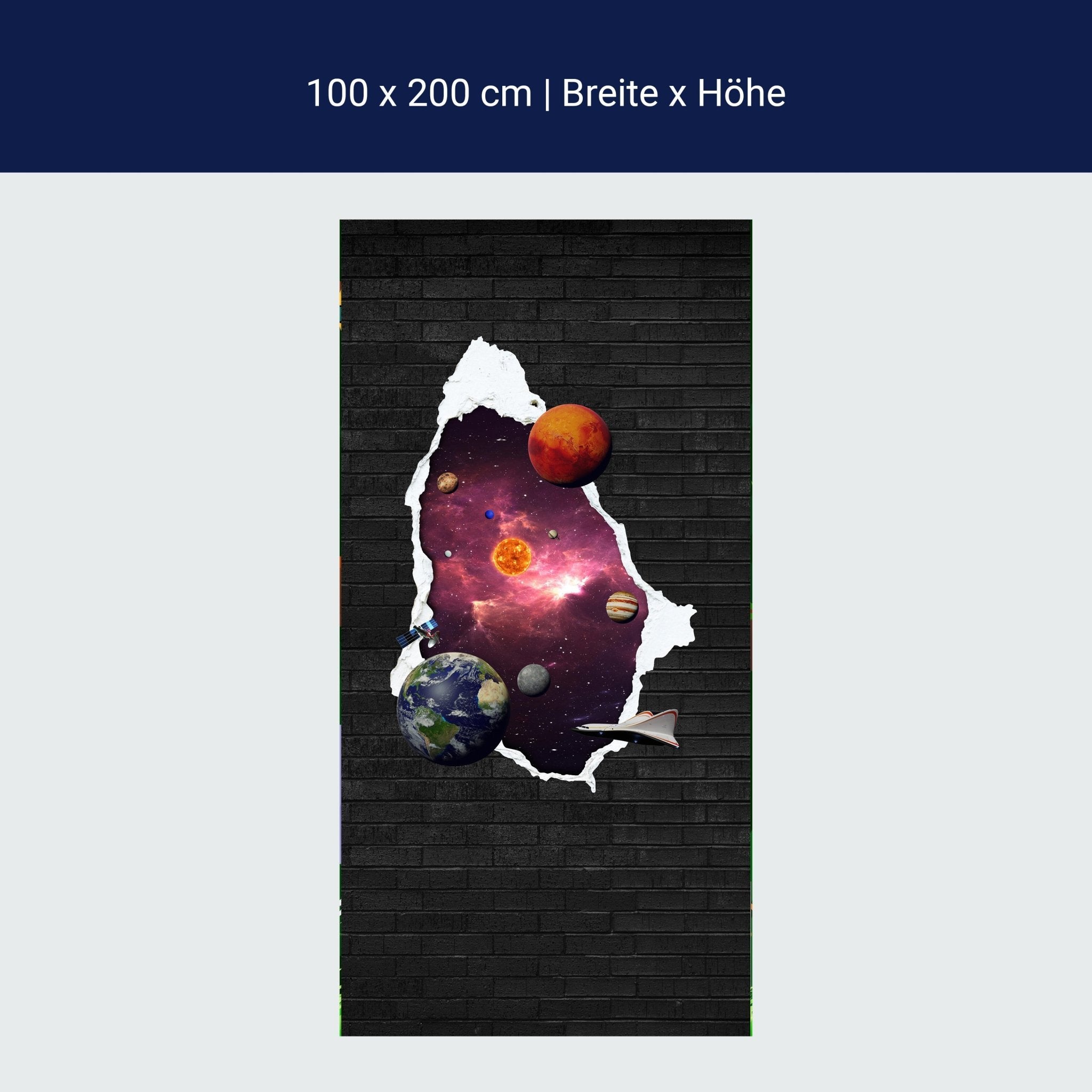 Türtapete Planeten im Weltall, Steinmauer, 3D M1153 Türtapete Planeten im Weltall, Steinmauer, 3D M1153