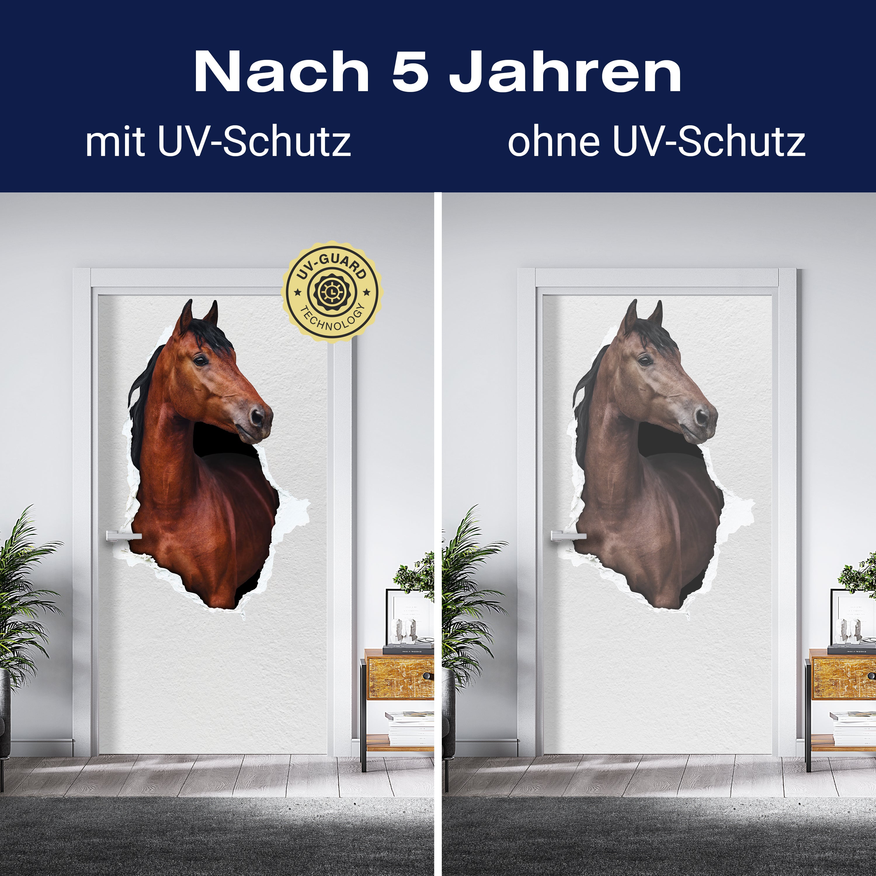 Türtapete braunes Pferd schaut durch Mauer, 3D M1155 - Bild 4 Türtapete braunes Pferd schaut durch Mauer, 3D M1155 - Bild 4