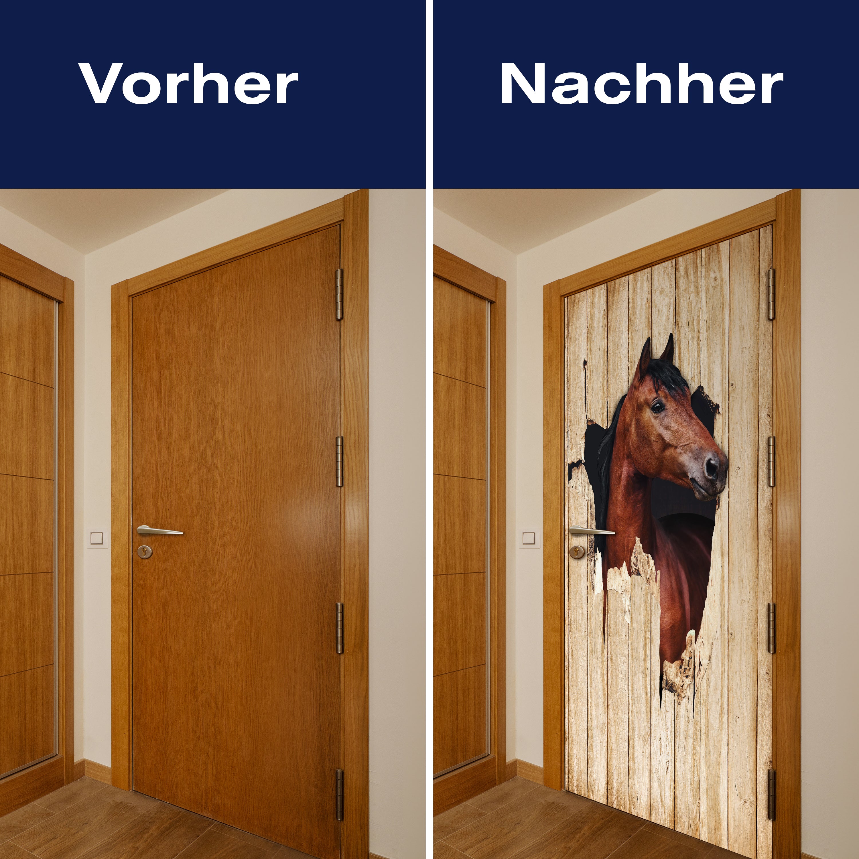 Türtapete braunes Pferd schaut durch Holzwand, 3D M1156 - Bild 10 Türtapete braunes Pferd schaut durch Holzwand, 3D M1156 - Bild 10