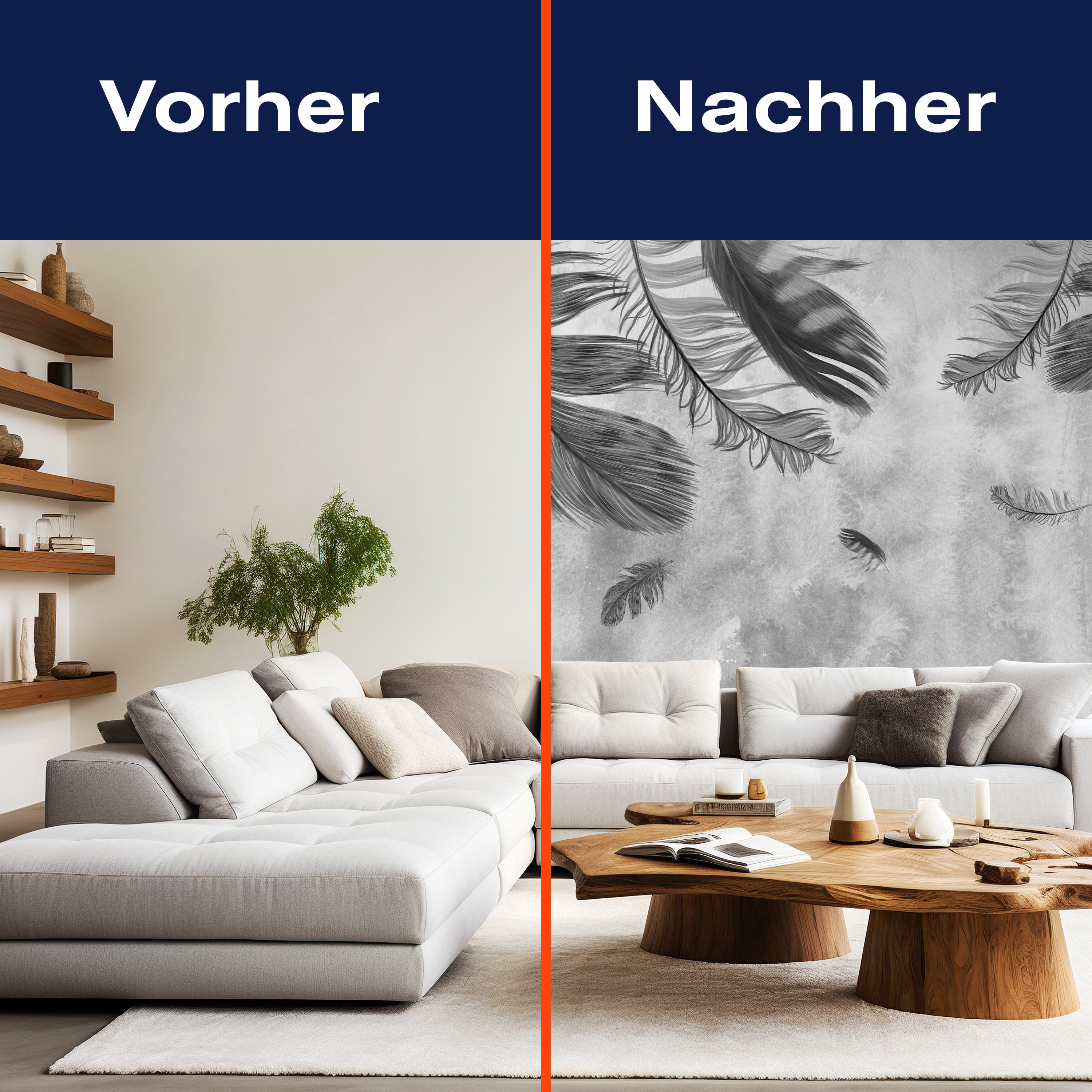 Fototapete Graue Feder Aquarell M1158 - Bild 9 Fototapete Graue Feder Aquarell M1158 - Bild 9