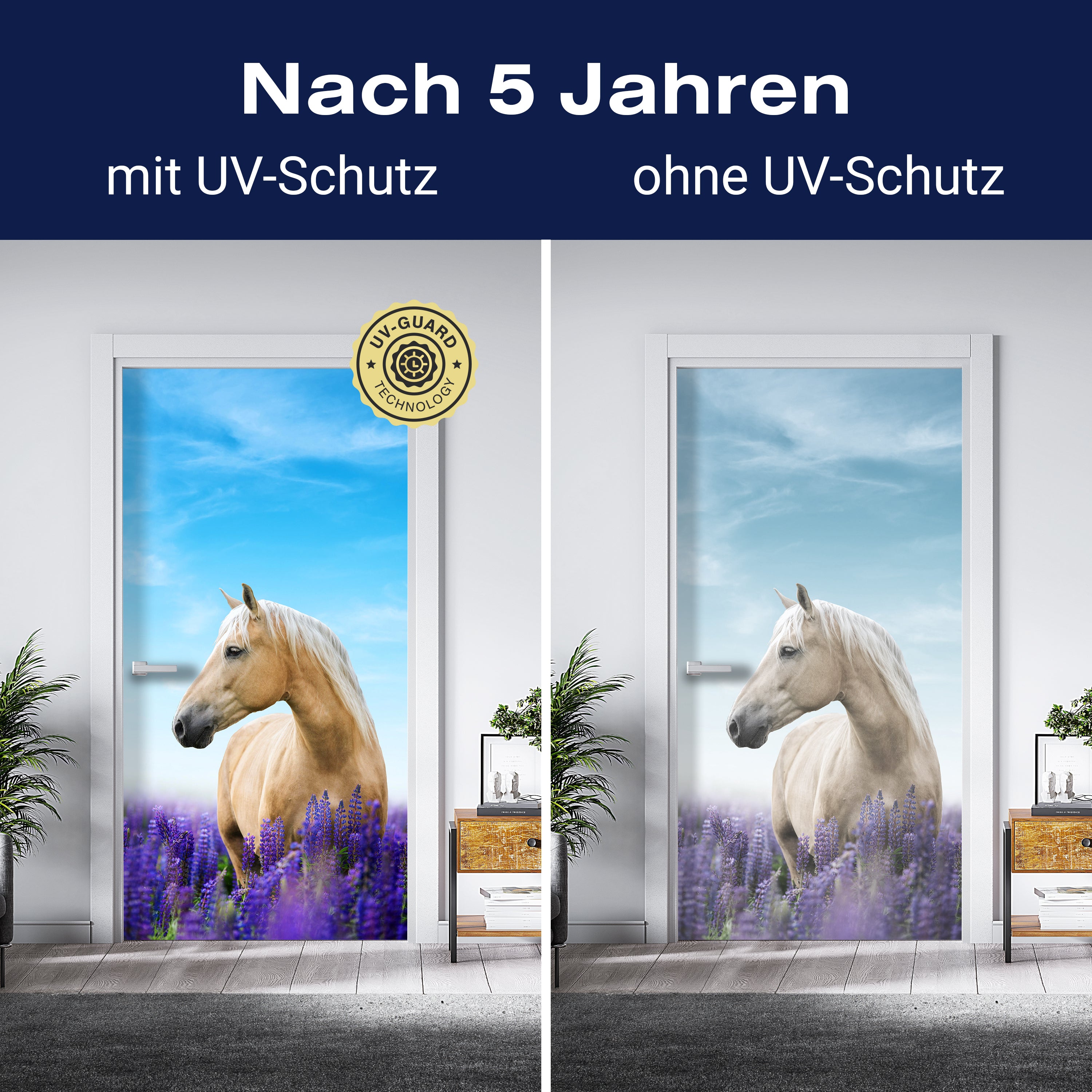 Türtapete Pferd in Lupinen Feld, Himmel, Lila M1170 - Bild 4 Türtapete Pferd in Lupinen Feld, Himmel, Lila M1170 - Bild 4