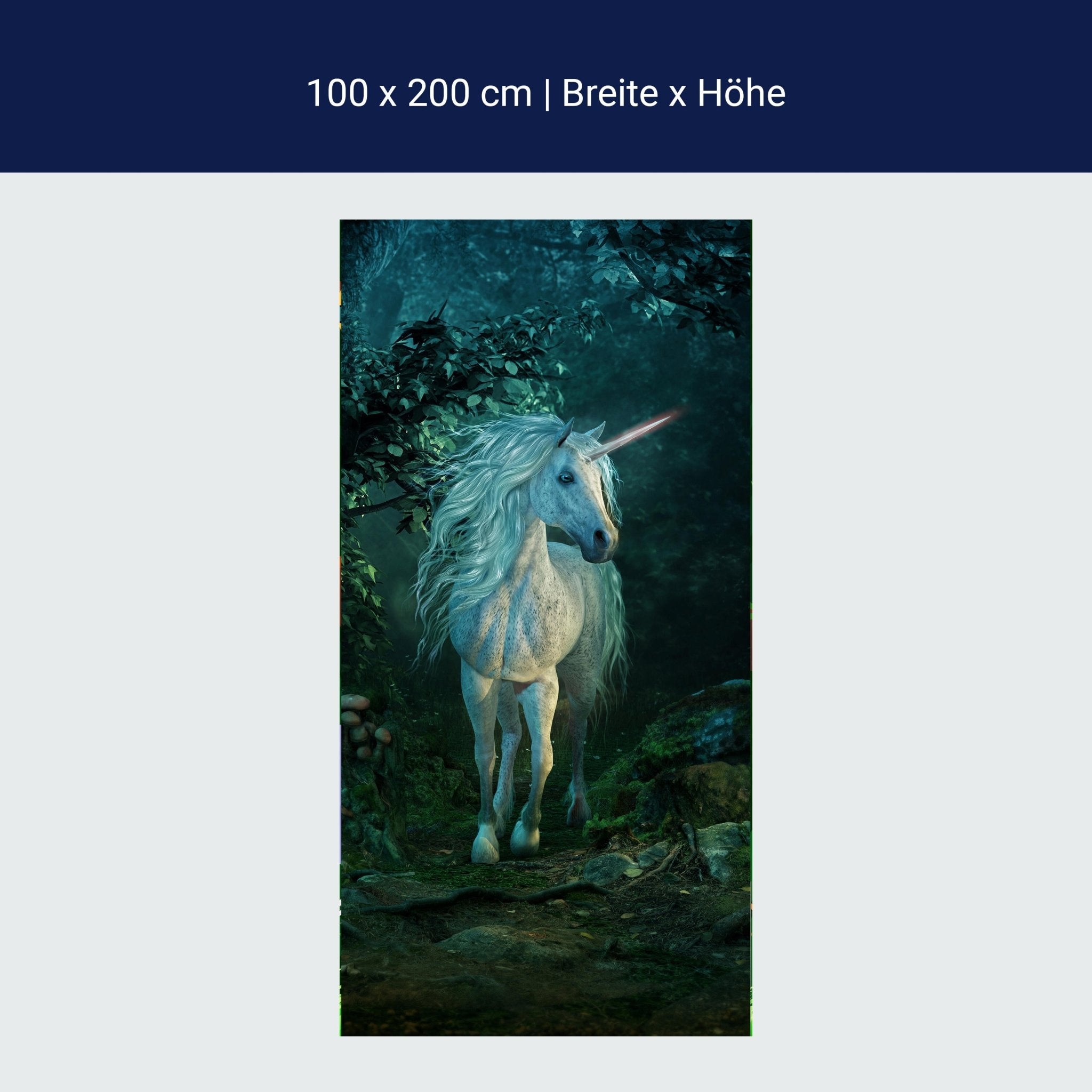 Türtapete Weißes Einhorn im Zauberwald, Fantasy M1185 Türtapete Weißes Einhorn im Zauberwald, Fantasy M1185