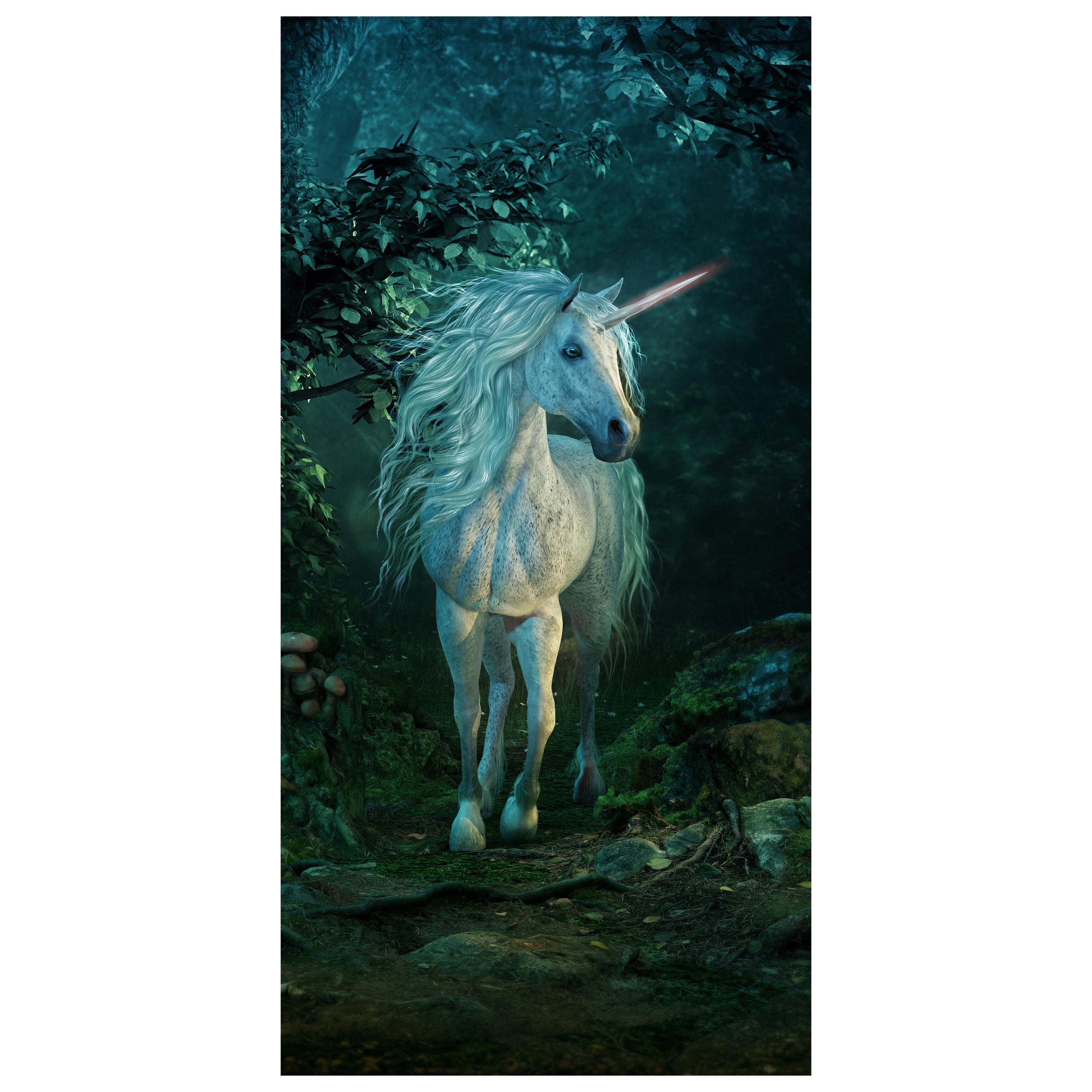 Türtapete Weißes Einhorn im Zauberwald, Fantasy M1185 - Bild 2 Türtapete Weißes Einhorn im Zauberwald, Fantasy M1185 - Bild 2