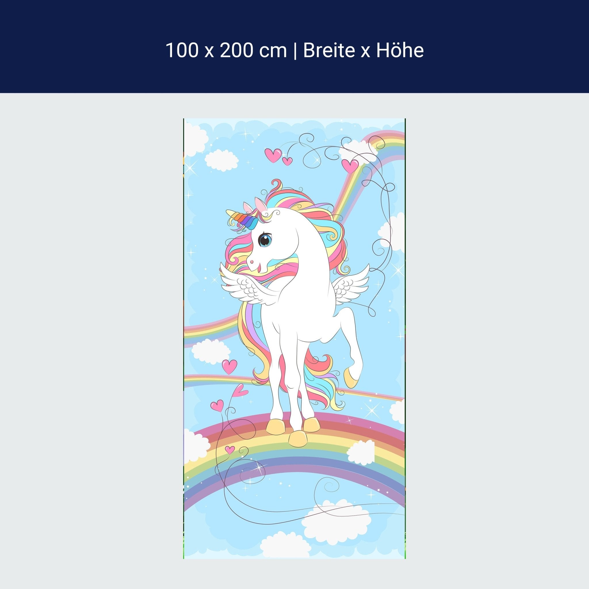 Türtapete Regenbogen Einhorn, bunt, Herzen M1189 Türtapete Regenbogen Einhorn, bunt, Herzen M1189