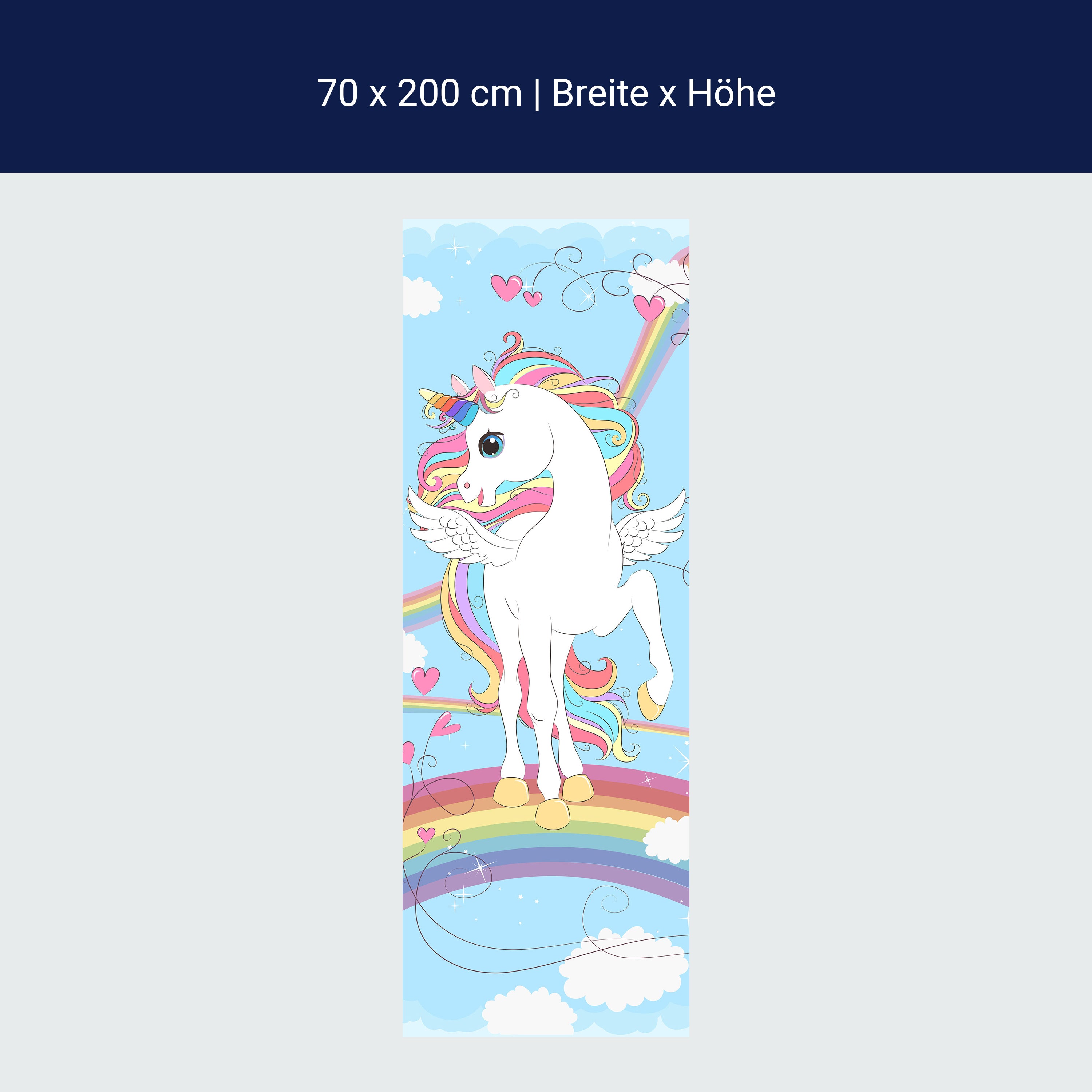 Türtapete Regenbogen Einhorn, bunt, Herzen M1189 Türtapete Regenbogen Einhorn, bunt, Herzen M1189