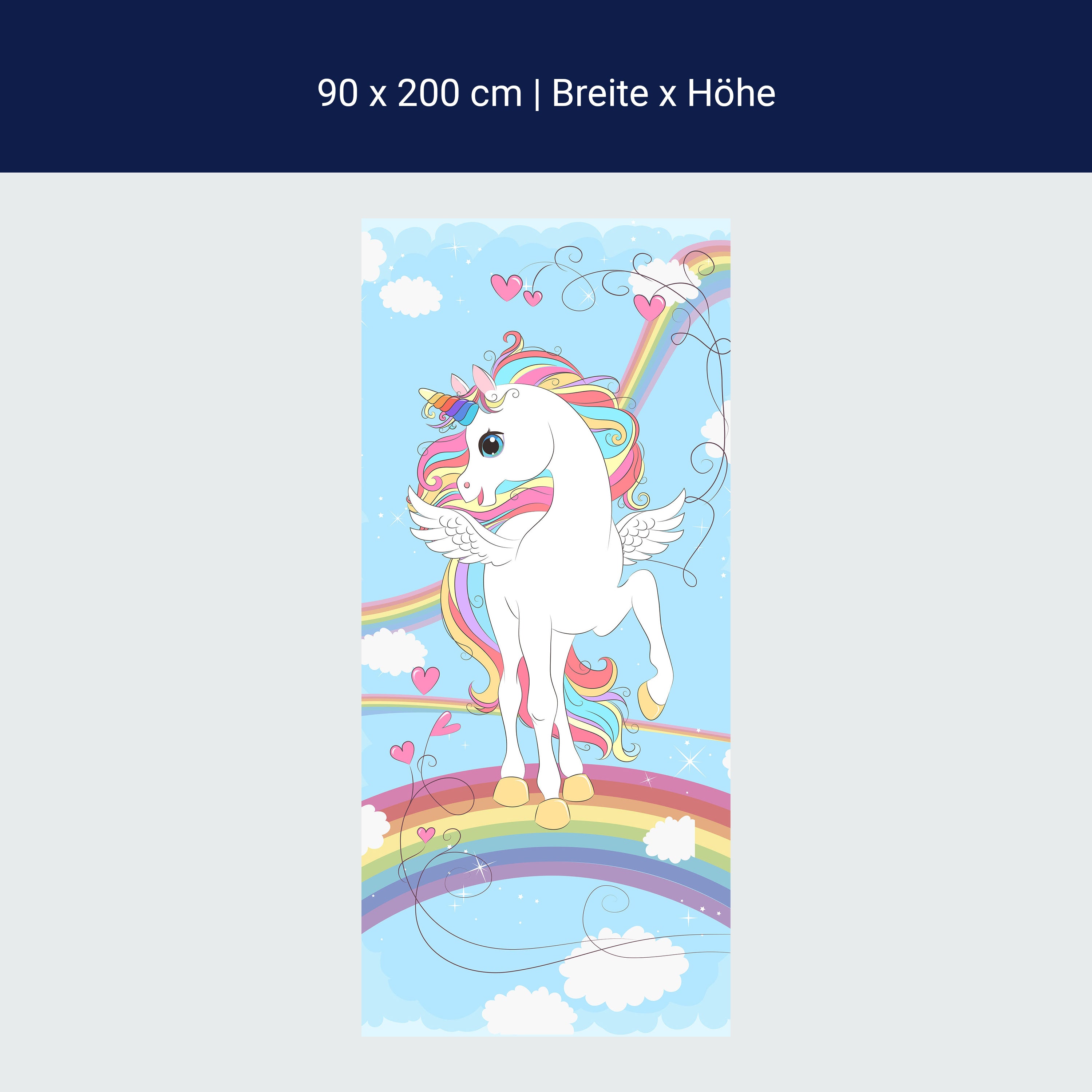 Türtapete Regenbogen Einhorn, bunt, Herzen M1189 Türtapete Regenbogen Einhorn, bunt, Herzen M1189