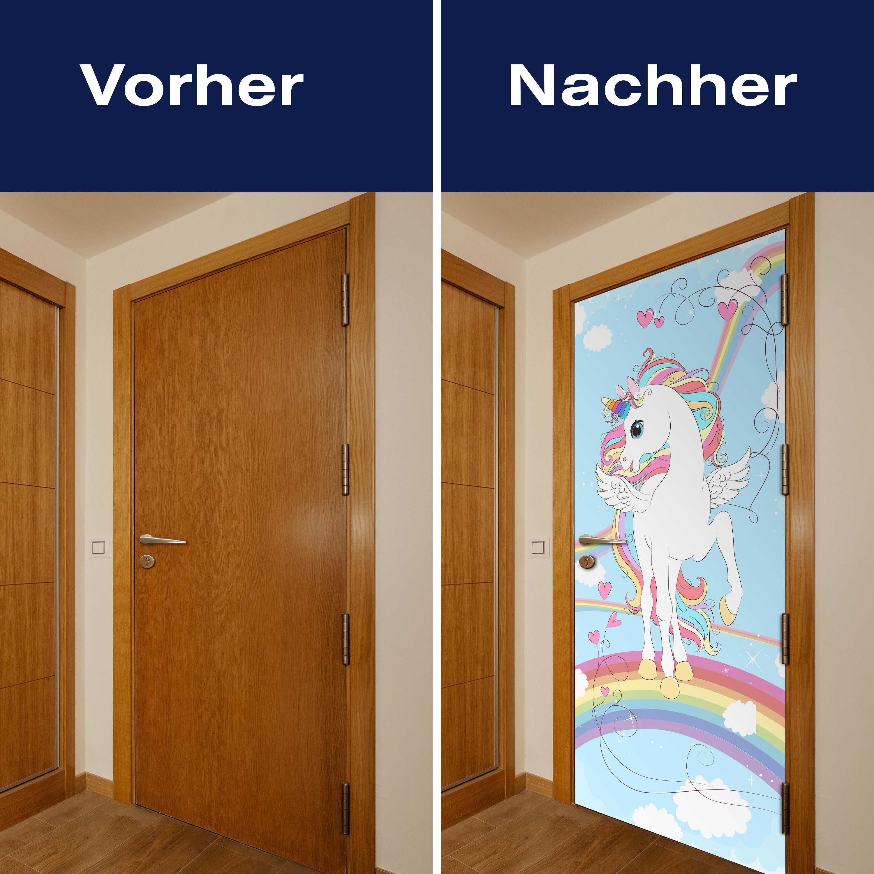 Türtapete Regenbogen Einhorn, bunt, Herzen M1189 - Bild 10 Türtapete Regenbogen Einhorn, bunt, Herzen M1189 - Bild 10