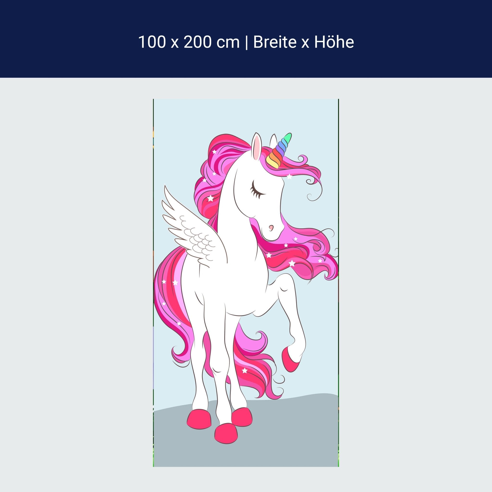 Türtapete Regenbogen Einhorn, Pinke Mähne M1190 Türtapete Regenbogen Einhorn, Pinke Mähne M1190