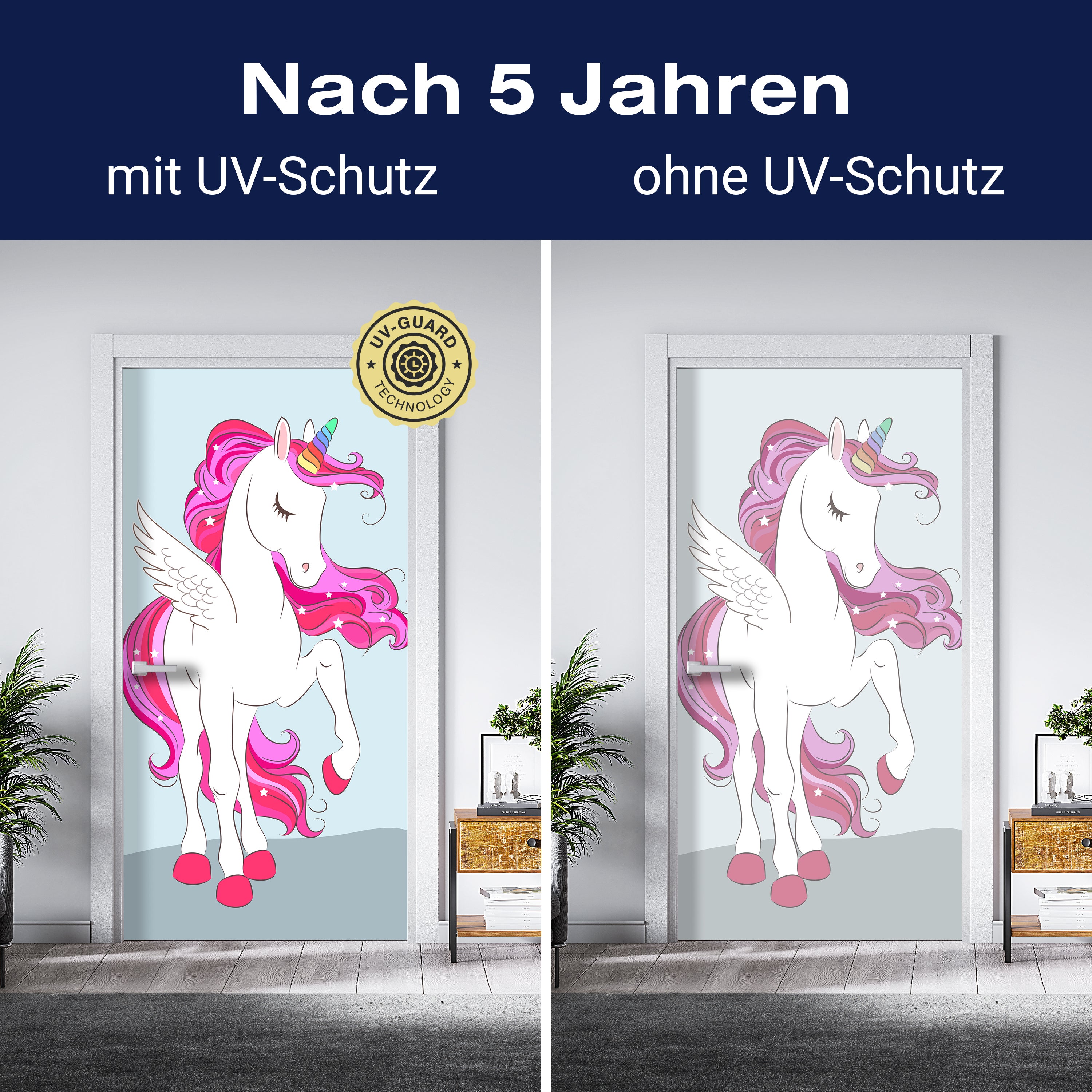 Türtapete Regenbogen Einhorn, Pinke Mähne M1190 - Bild 4 Türtapete Regenbogen Einhorn, Pinke Mähne M1190 - Bild 4