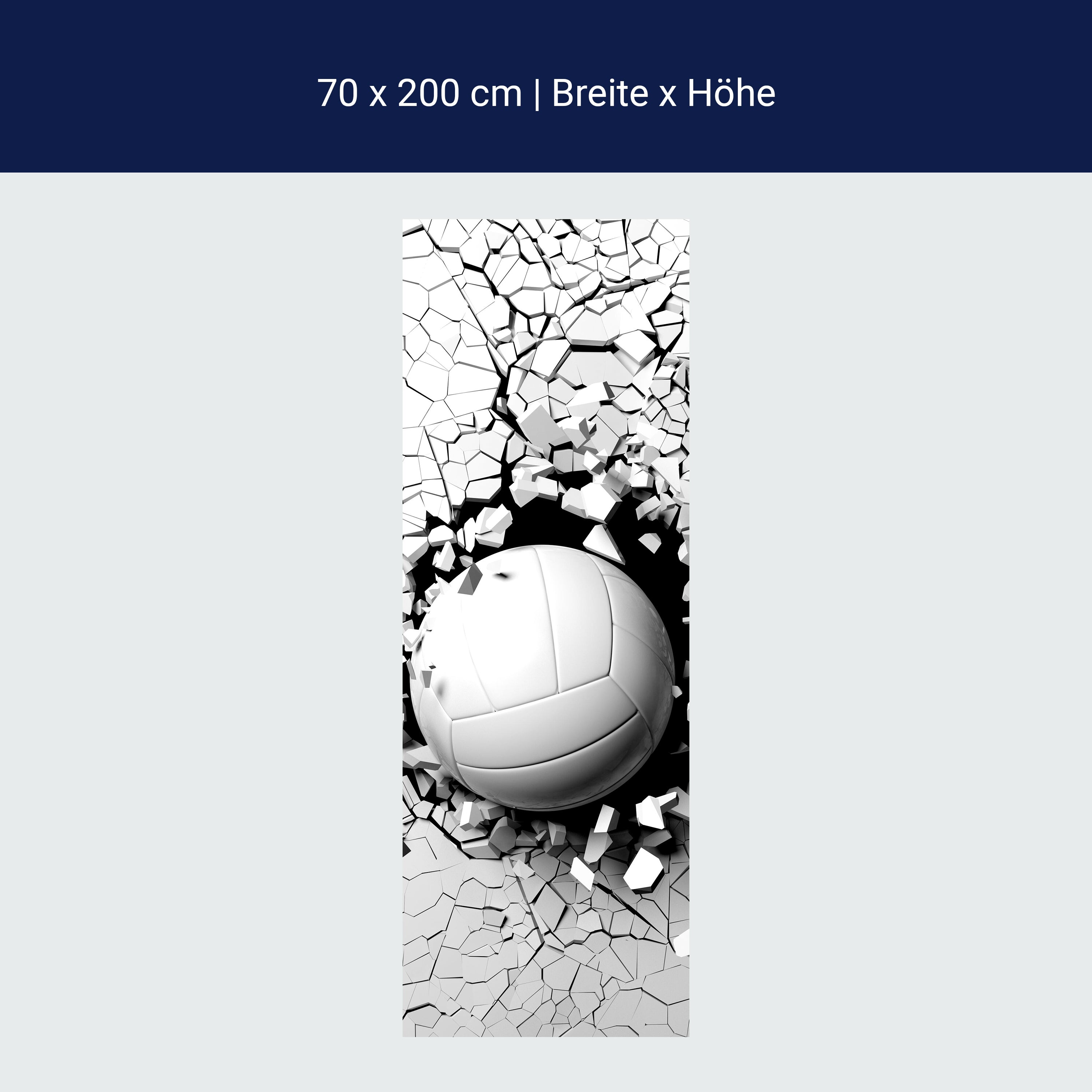Türtapete Volleyball durch Wand, 3D Motiv, Sport M1199 Türtapete Volleyball durch Wand, 3D Motiv, Sport M1199